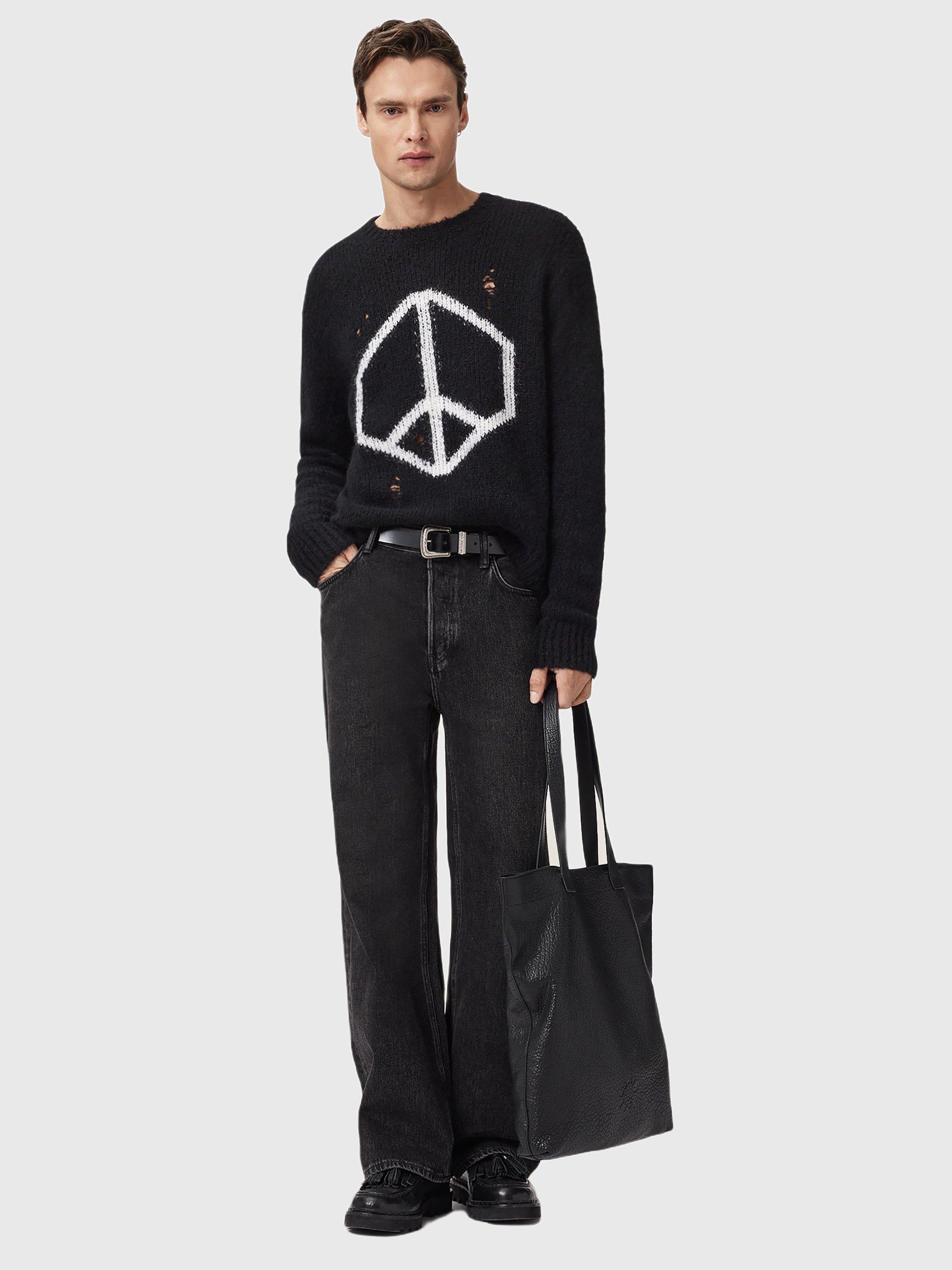 Product image 6 of 7, which shows AllSaints Message Wool Alpaca Blend Jumper, Black/Multi, XL