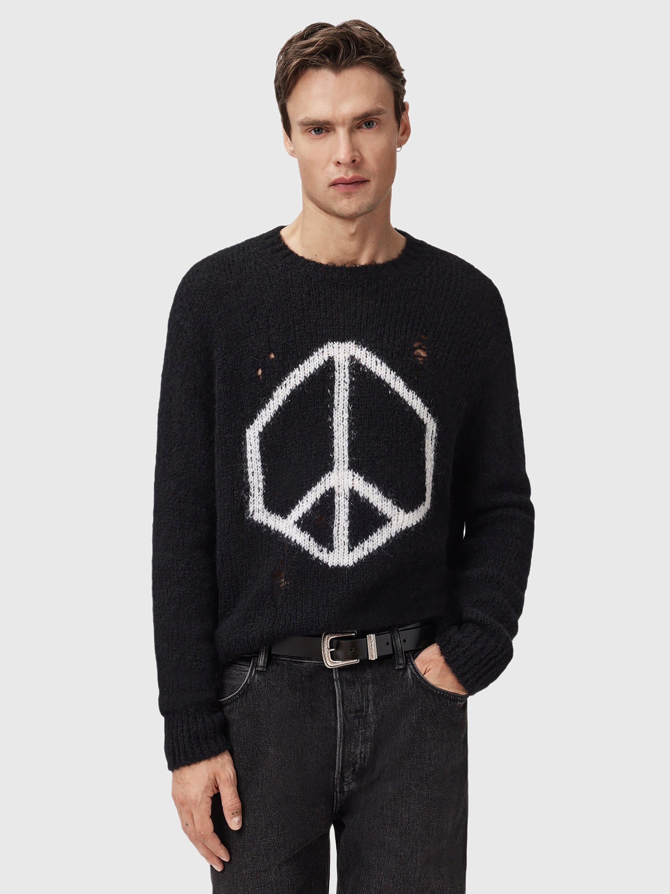 Product image 7 of 7, which shows AllSaints Message Wool Alpaca Blend Jumper, Black/Multi, XL