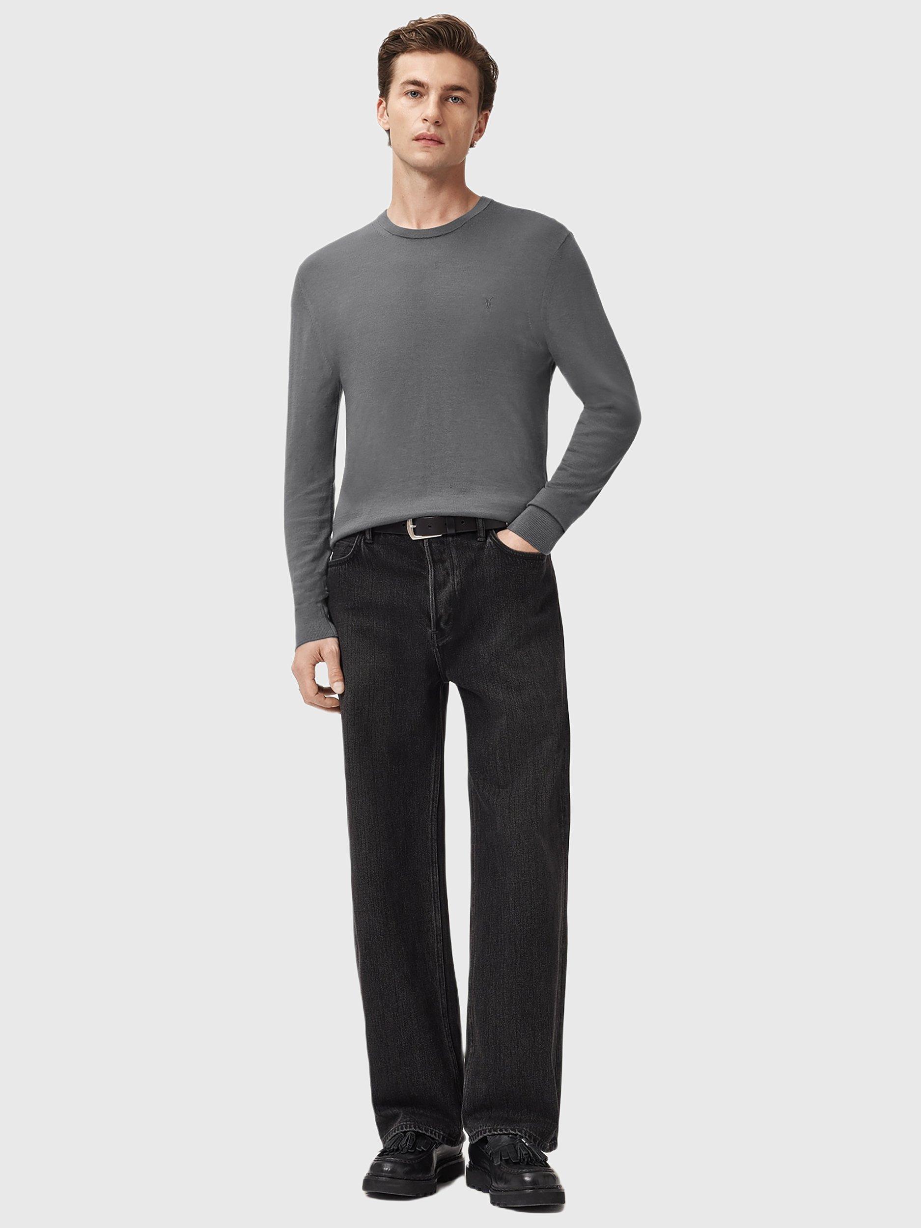Product image 3 of 8, which shows AllSaints Mode Slim Fit Wool Jumper, Mid Grey, S