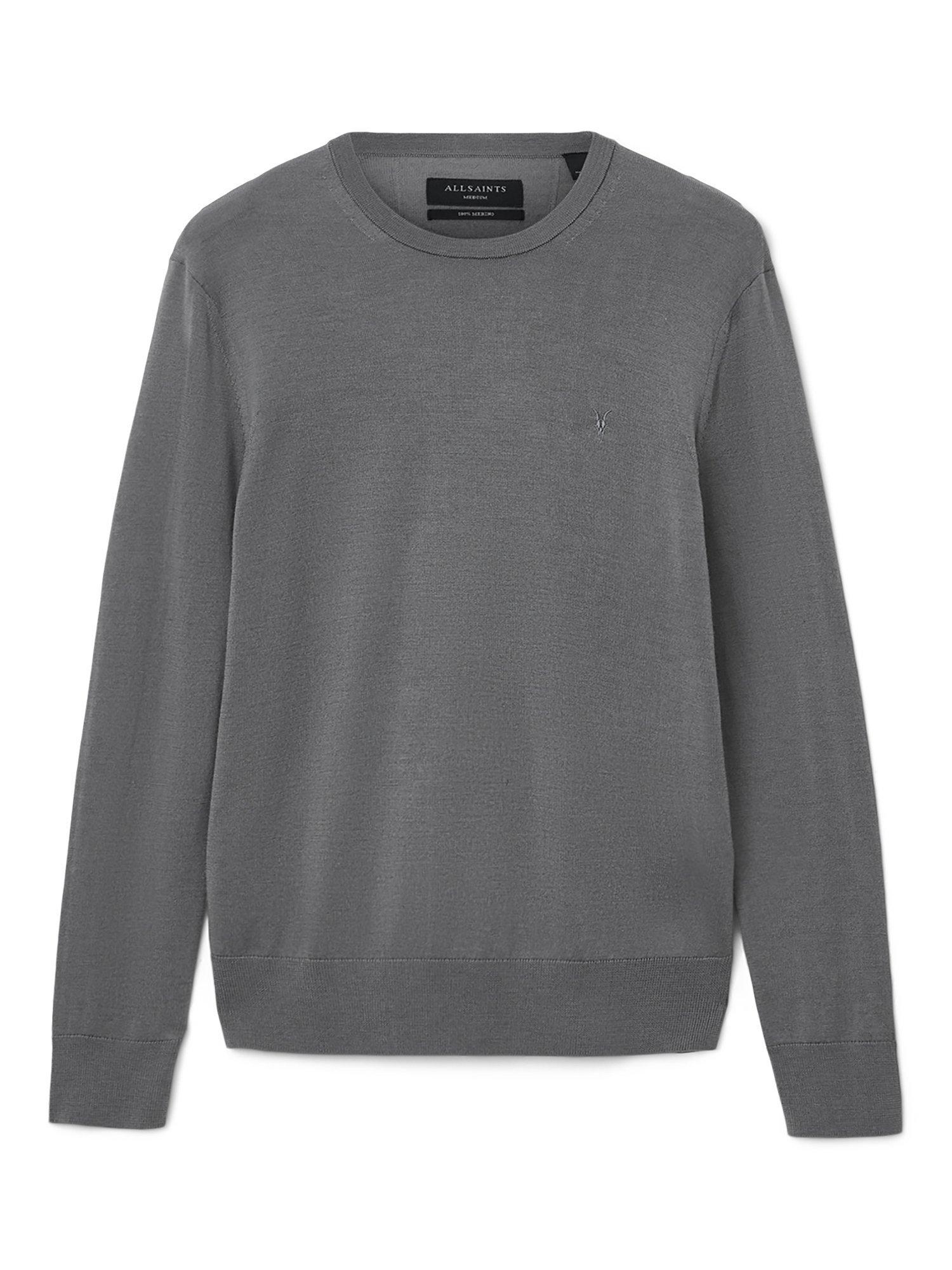 Product image 4 of 8, which shows AllSaints Mode Slim Fit Wool Jumper, Mid Grey, S