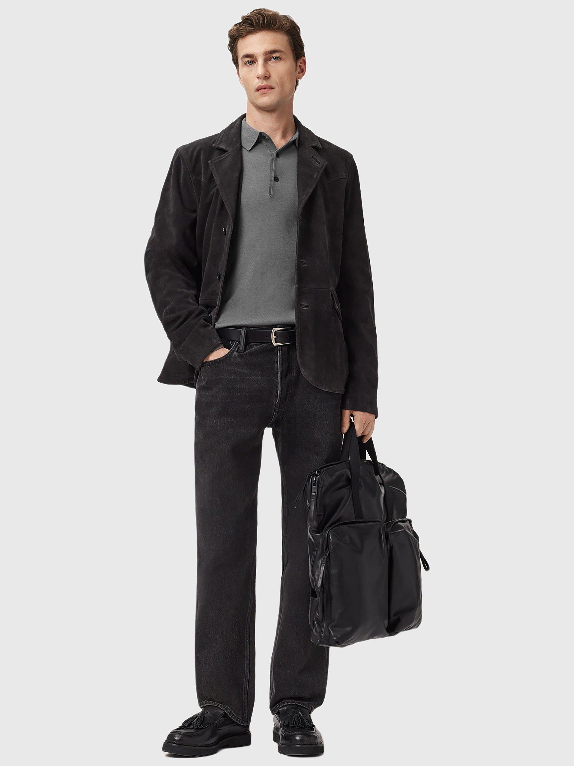 Product image 6 of 8, which shows AllSaints Mode Long Sleeve Wool Polo Shirt, Mid Grey, L