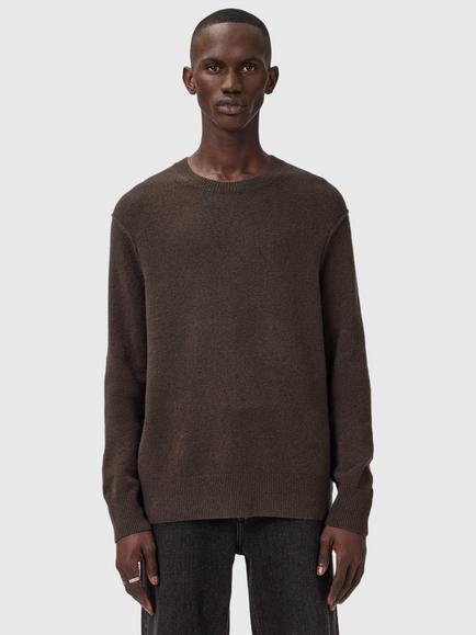 AllSaints Statten Crew Neck Jumper, Brown Mid