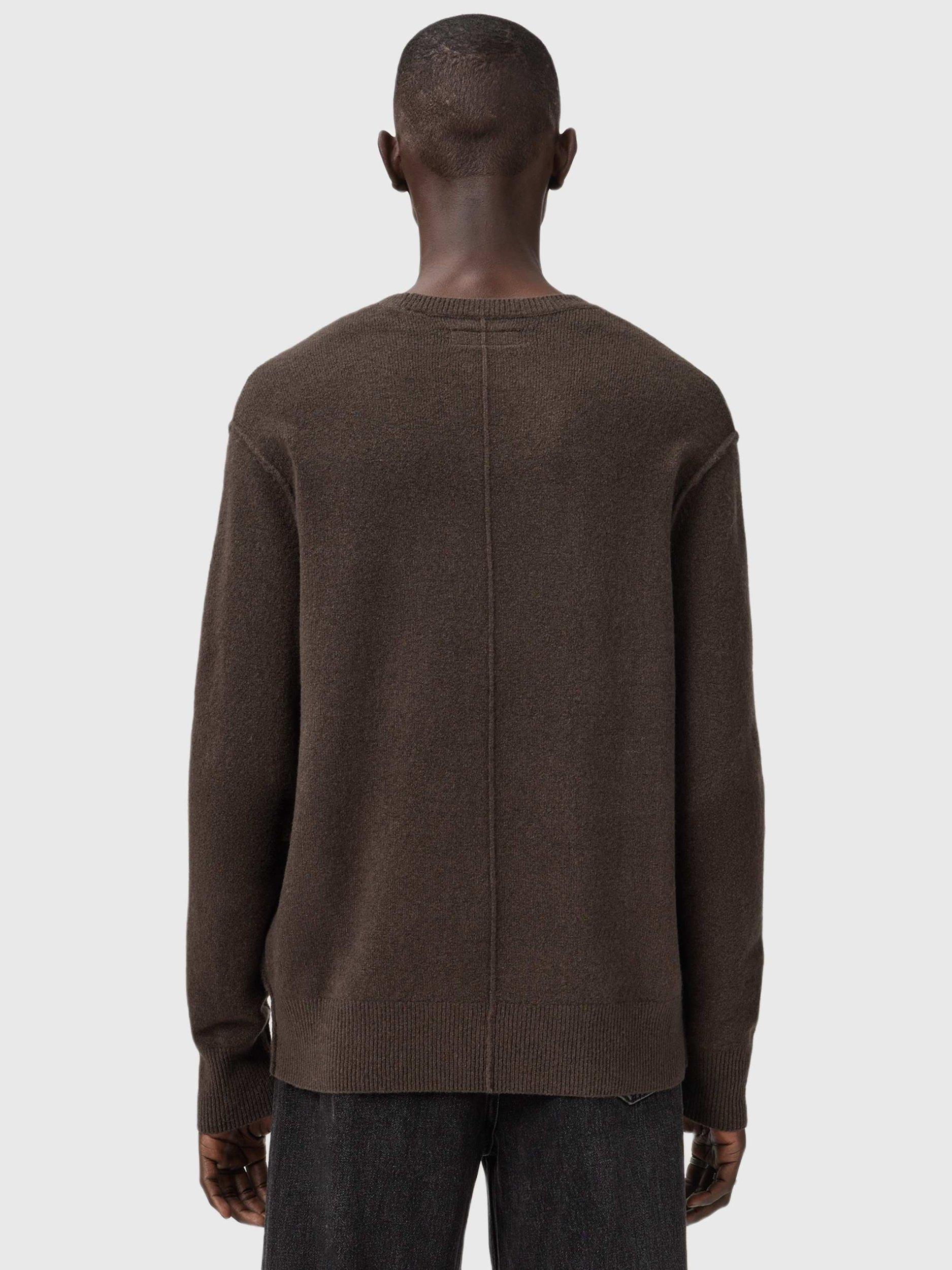 Product image 2 of 8, which shows AllSaints Statten Crew Neck Jumper, Brown Mid, L
