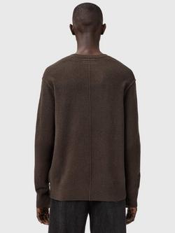 AllSaints Statten Crew Neck Jumper - view 2, Brown Mid