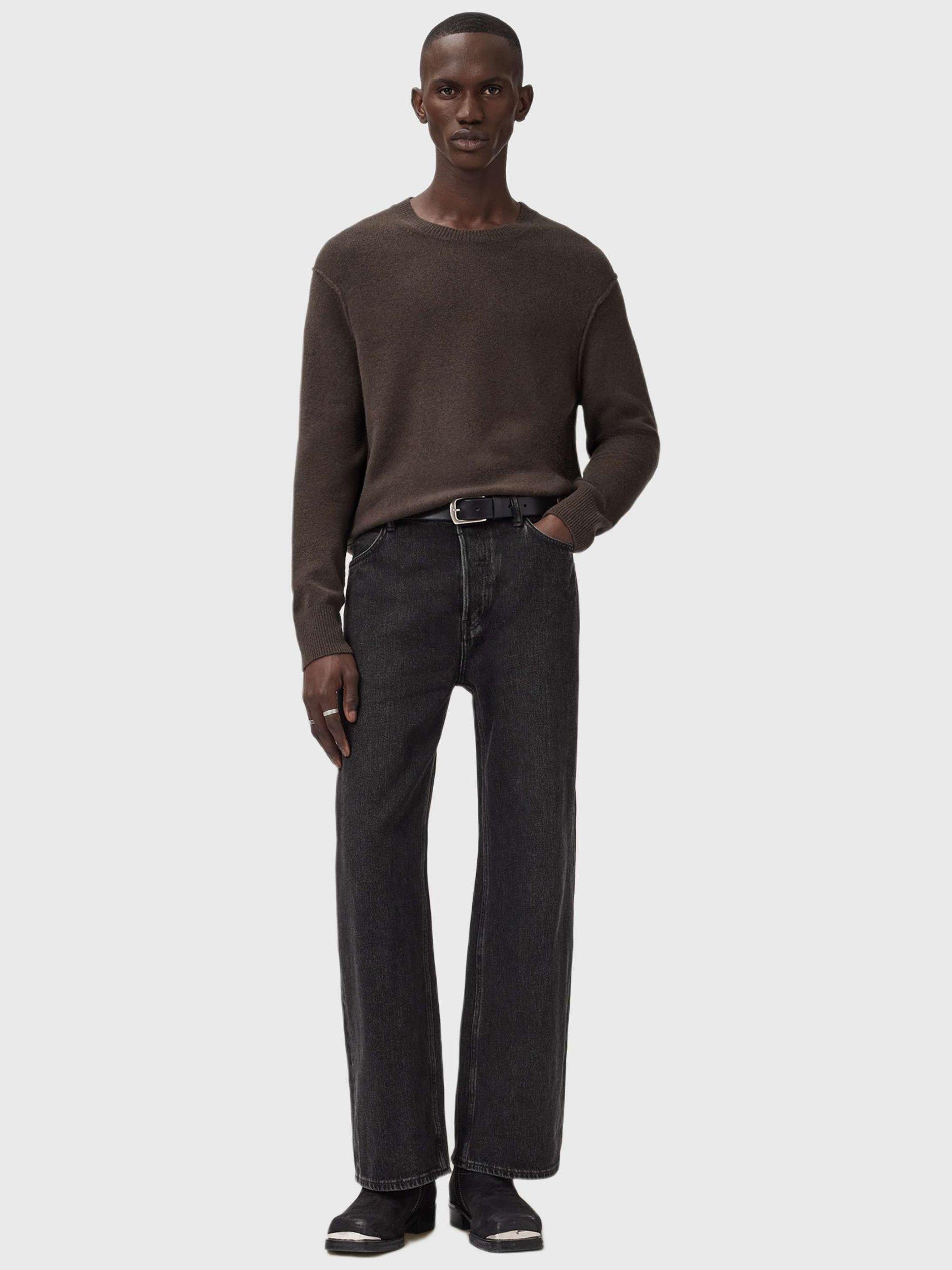 Product image 3 of 8, which shows AllSaints Statten Crew Neck Jumper, Brown Mid, L