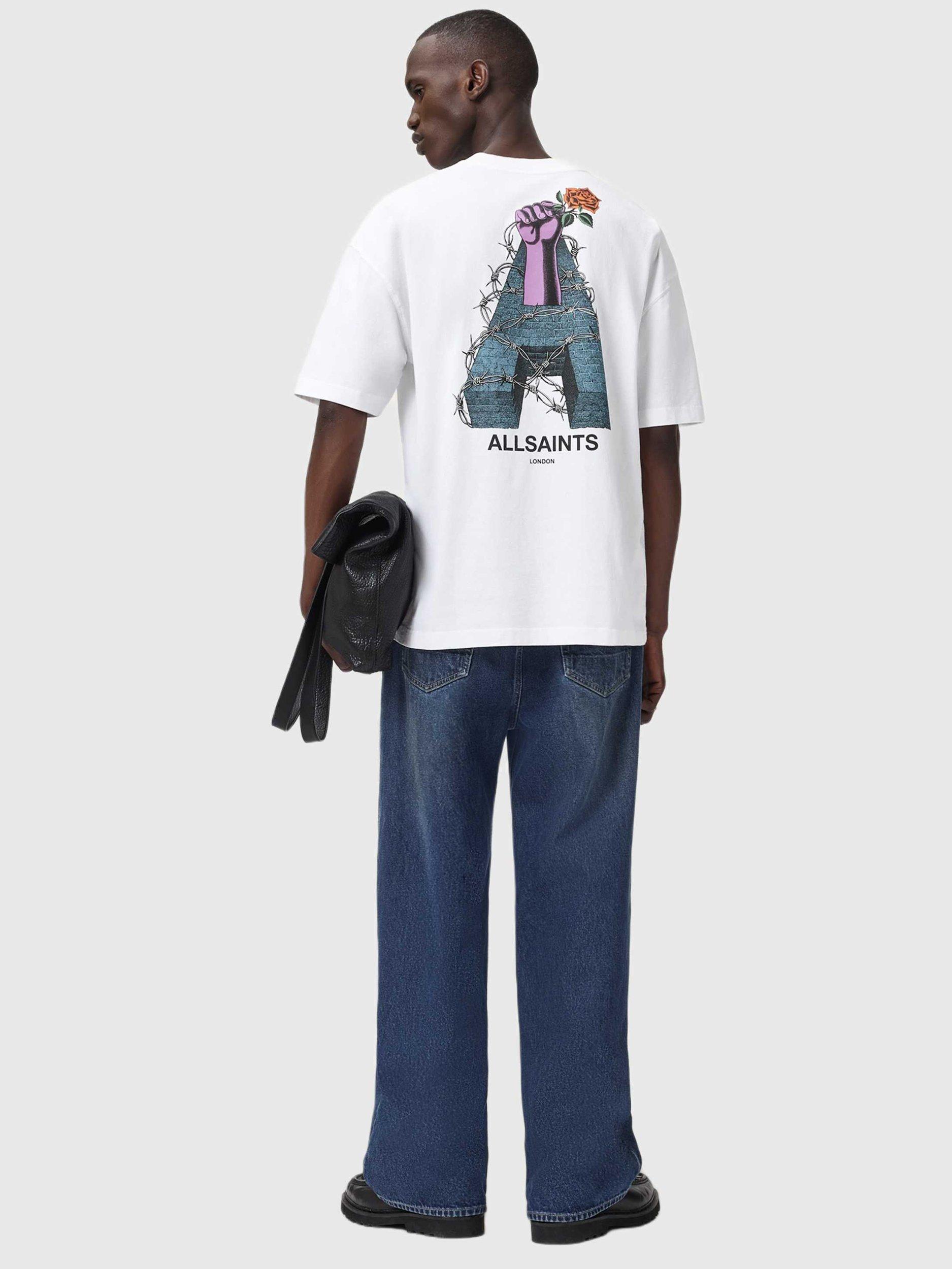 Product image 7 of 10, which shows AllSaints Defiance Oversized Cotton T-Shirt, White/Multi, M