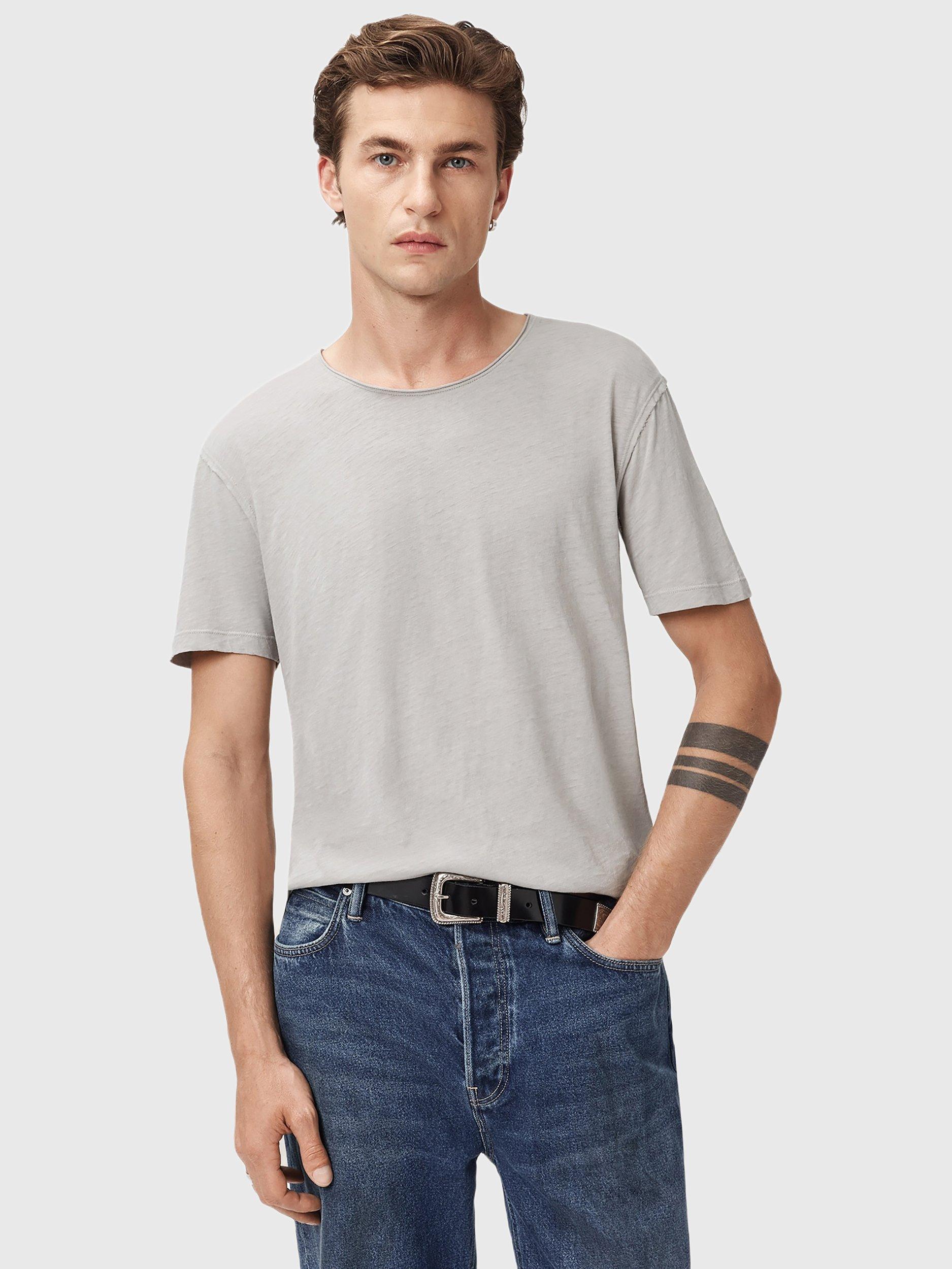Product image 1 of 7, which shows AllSaints Figure Cotton T-Shirt, Mid Grey, L