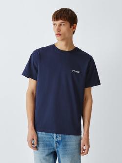 Kin Embroidered Flower Cotton T-Shirt, Dark Sapphire - view 2, Dark Sapphire