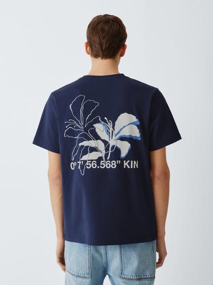 Kin Embroidered Flower Cotton T-Shirt, Dark Sapphire, Dark Sapphire