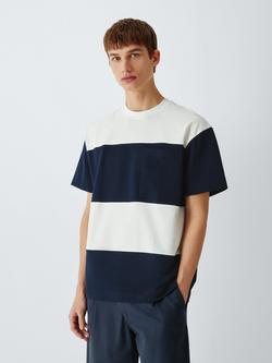 Kin Rugby Stripe Pocket Cotton T-Shirt, Dark Sapphire