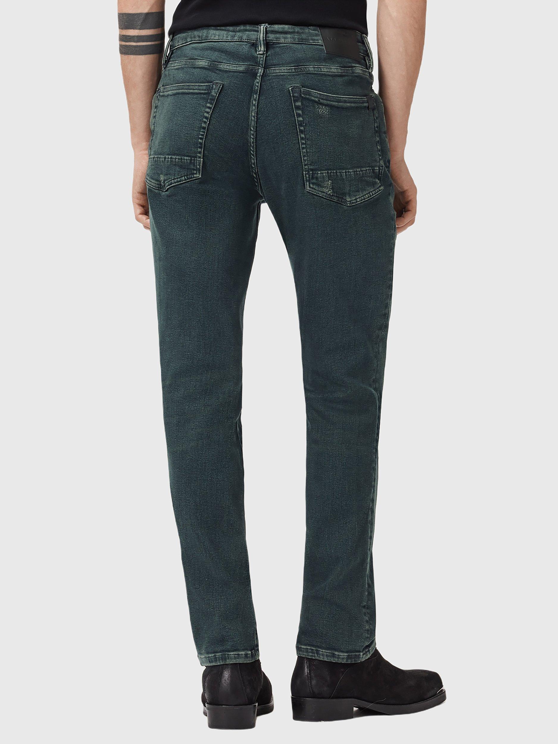 Product image 2 of 10, which shows AllSaints Sid Slim Fit Mid Rise Jeans, Blue Mid, W28/L32