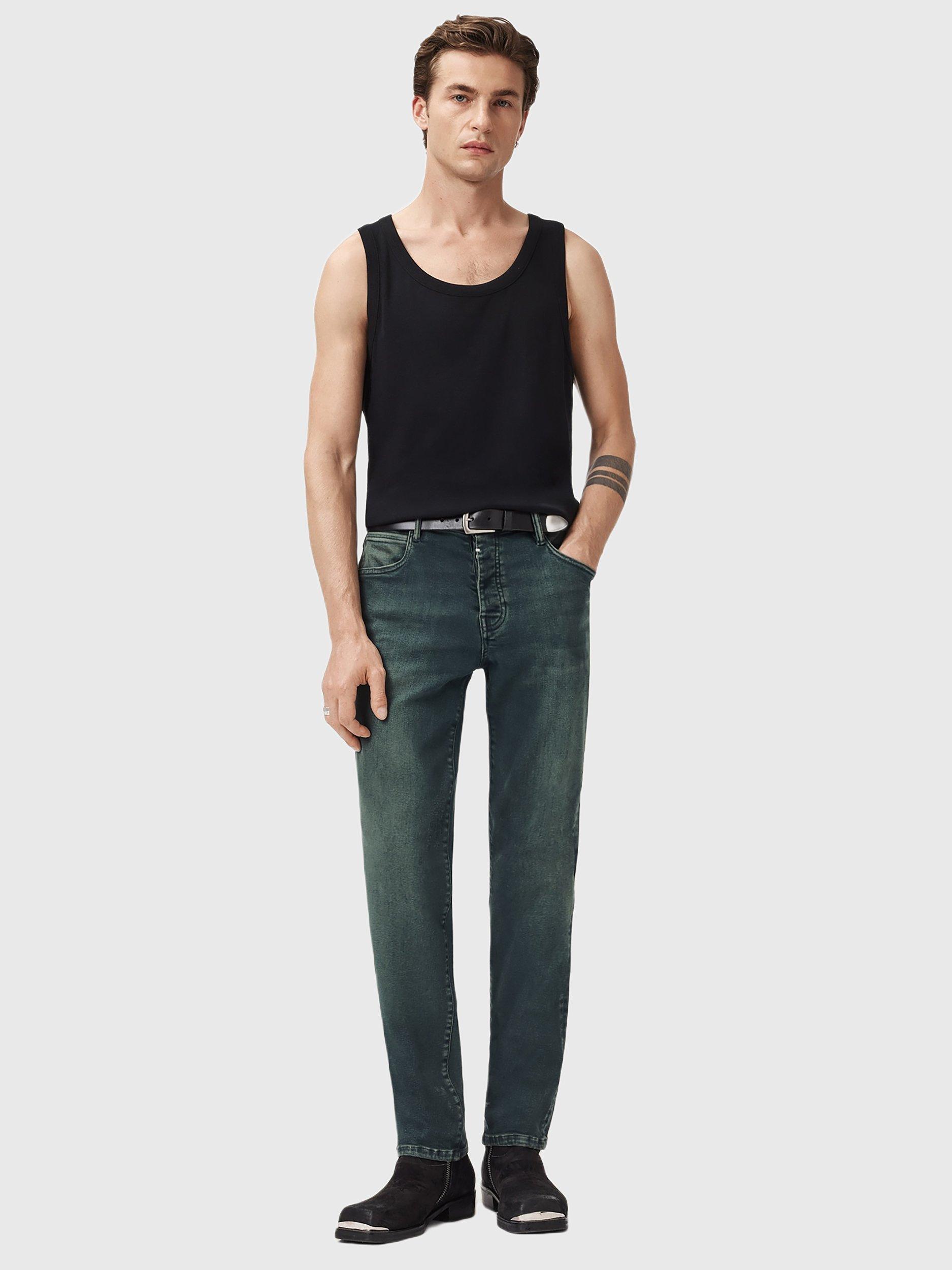 Product image 3 of 10, which shows AllSaints Sid Slim Fit Mid Rise Jeans, Blue Mid, W28/L32