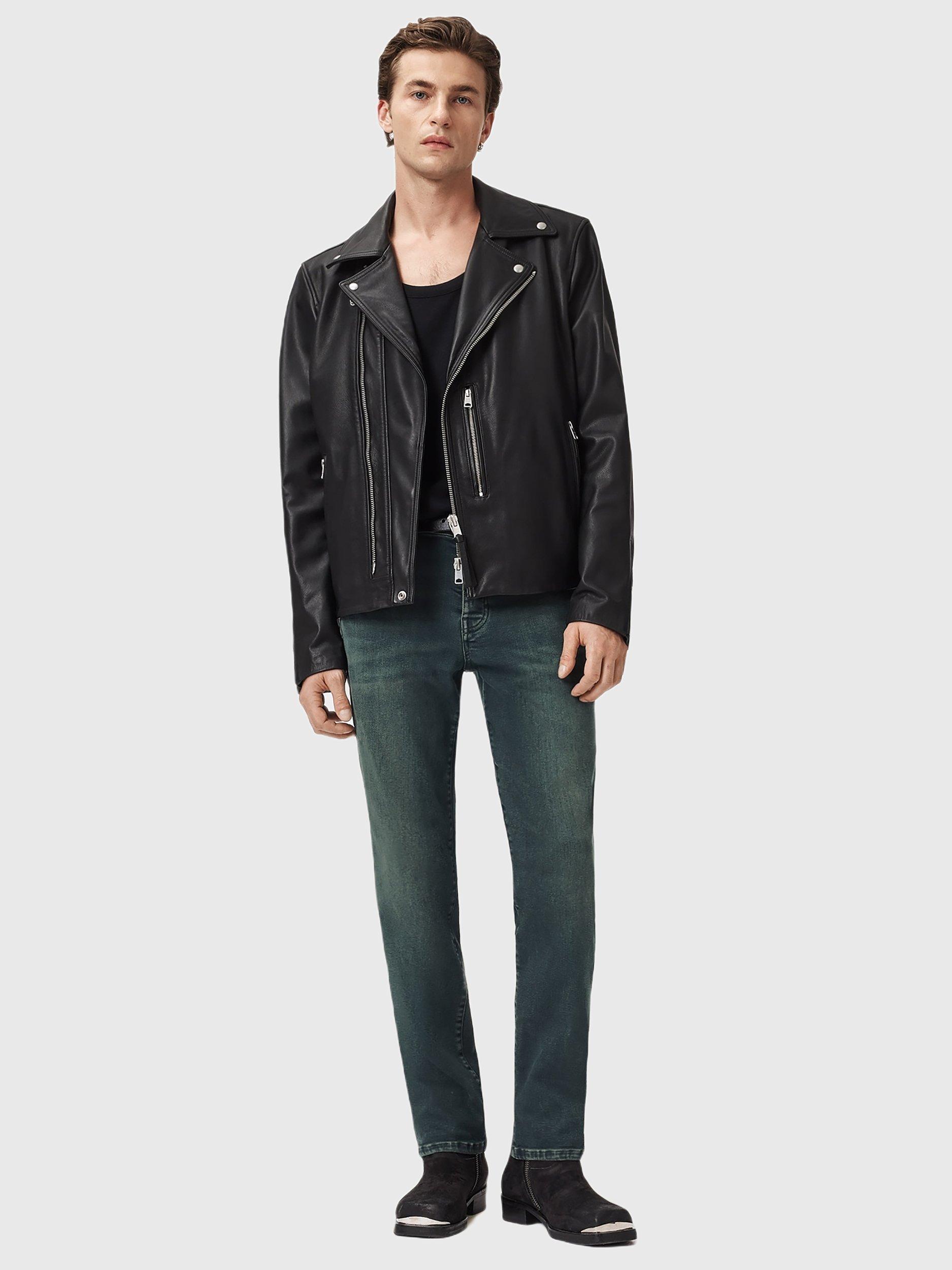 Product image 6 of 10, which shows AllSaints Sid Slim Fit Mid Rise Jeans, Blue Mid, W28/L32