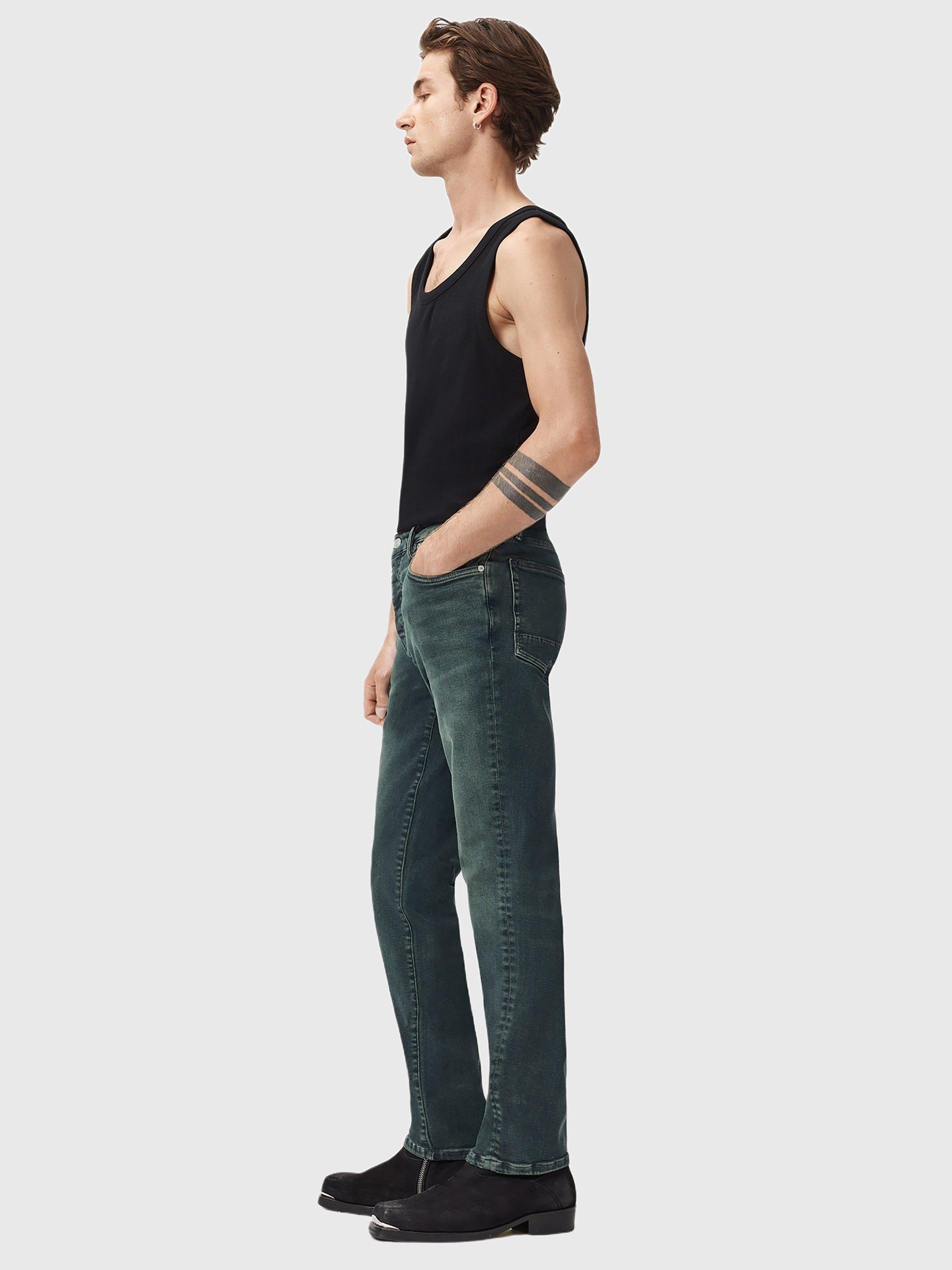 Product image 8 of 10, which shows AllSaints Sid Slim Fit Mid Rise Jeans, Blue Mid, W28/L32