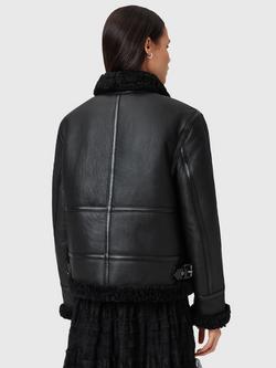 AllSaints Lorel Flying Leather Jacket - view 2, Black