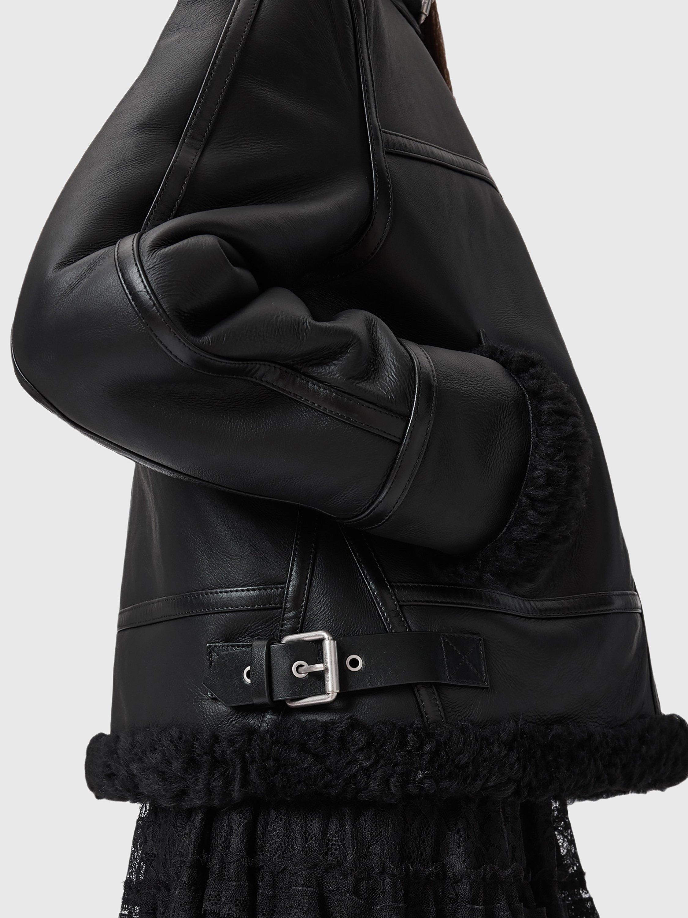 Product image 5 of 7, which shows AllSaints Lorel Flying Leather Jacket, Black, L