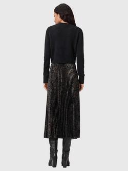 AllSaints Evia 2-In-1 Long Sleeve Midi Dress, Black/Fango Green - view 2, Black/Fango Green