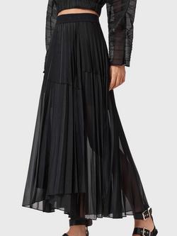 AllSaints Micaela Pleated Midi Skirt, Black, Black