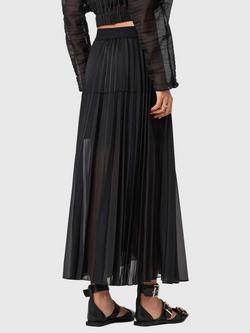 AllSaints Micaela Pleated Midi Skirt, Black - view 2, Black