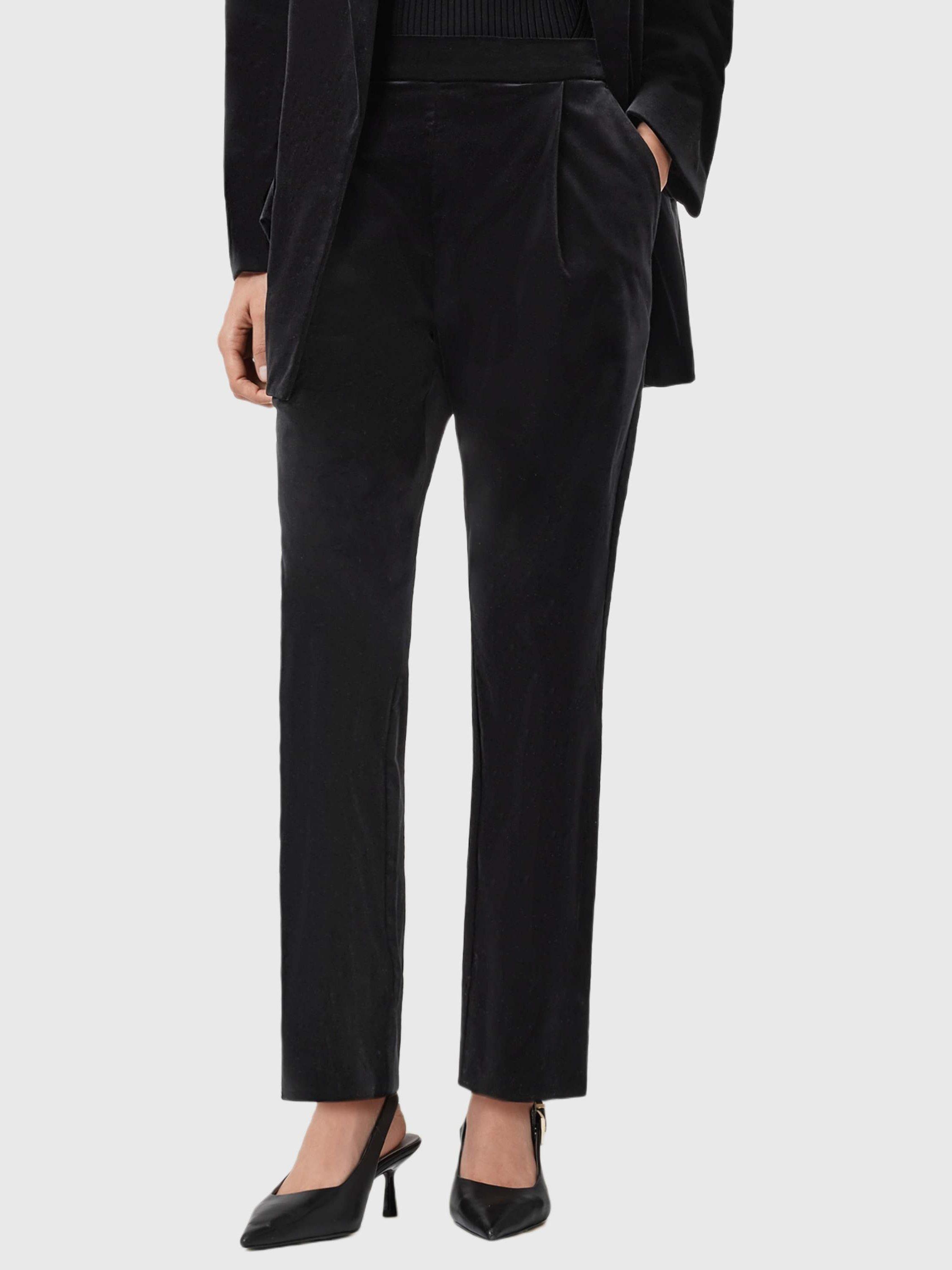 Product image 1 of 7, which shows AllSaints Aleida Velvet Trousers, Black, 10