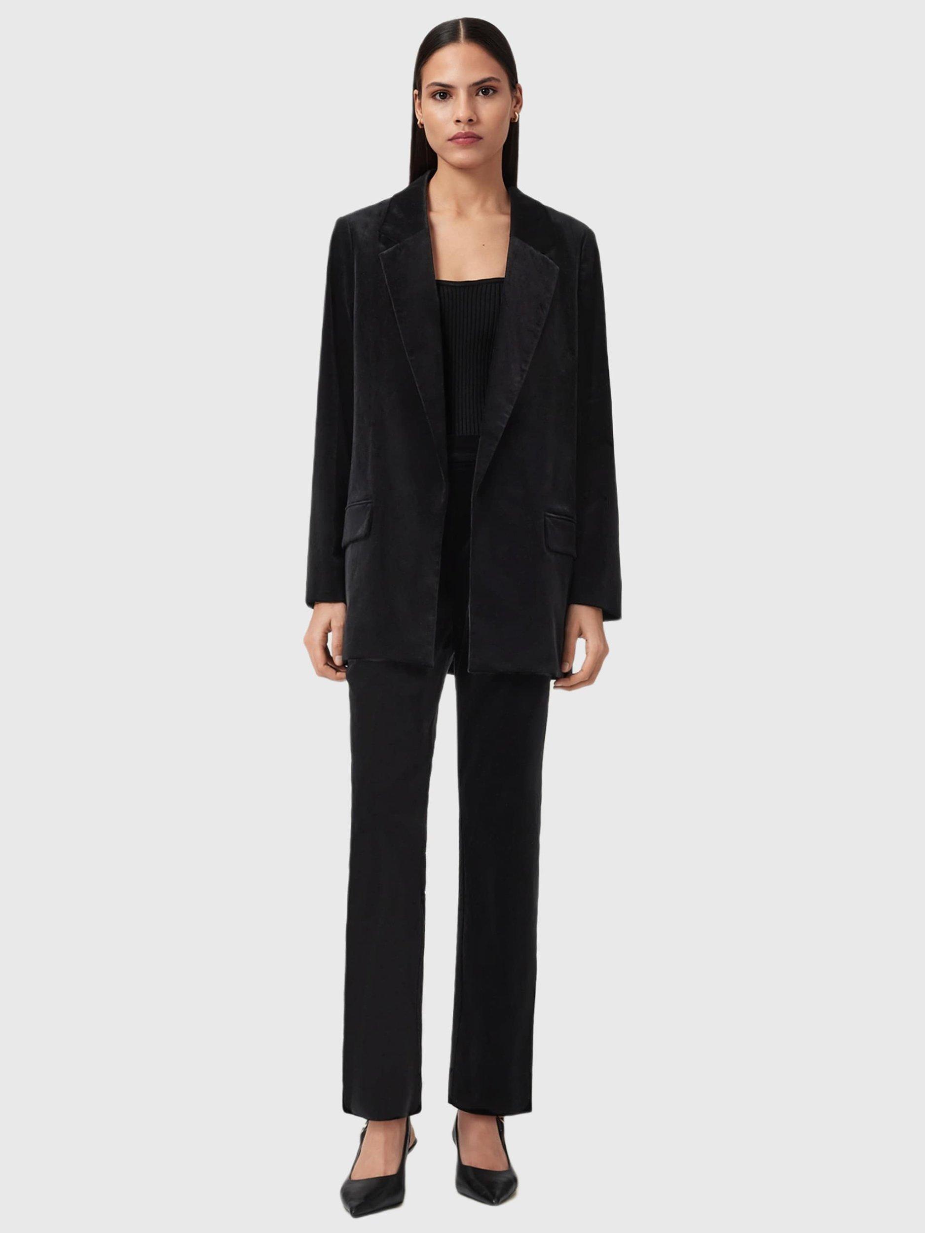 Product image 3 of 7, which shows AllSaints Aleida Velvet Trousers, Black, 10