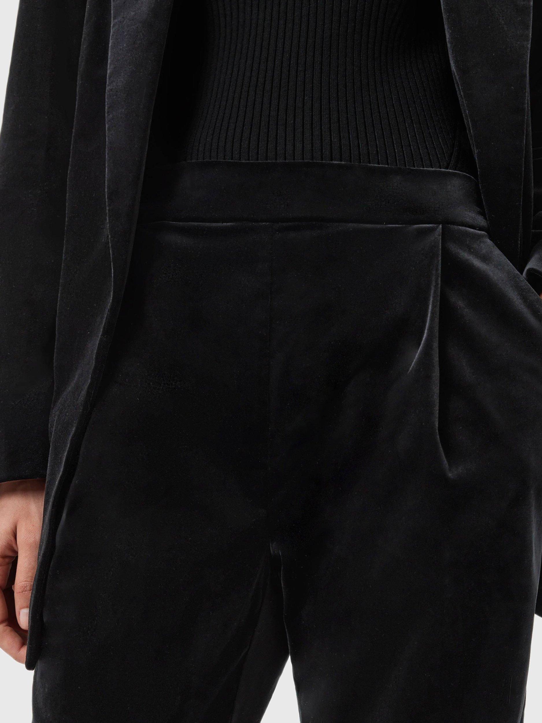 Product image 5 of 7, which shows AllSaints Aleida Velvet Trousers, Black, 10