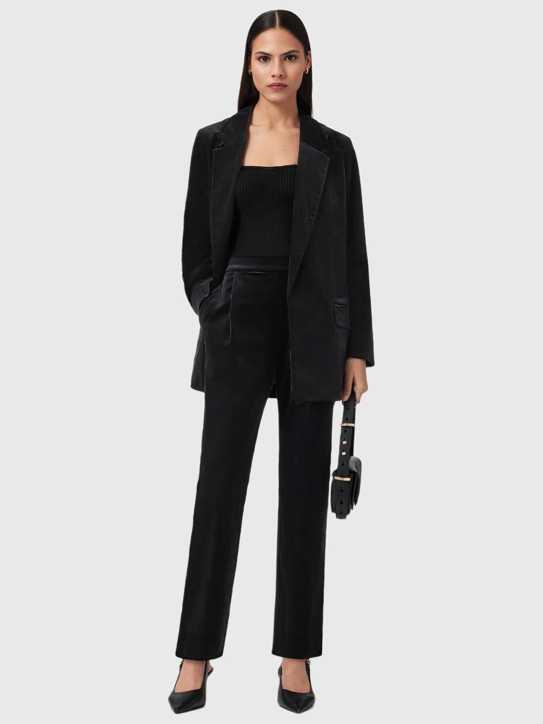 Product image 6 of 7, which shows AllSaints Aleida Velvet Trousers, Black, 10
