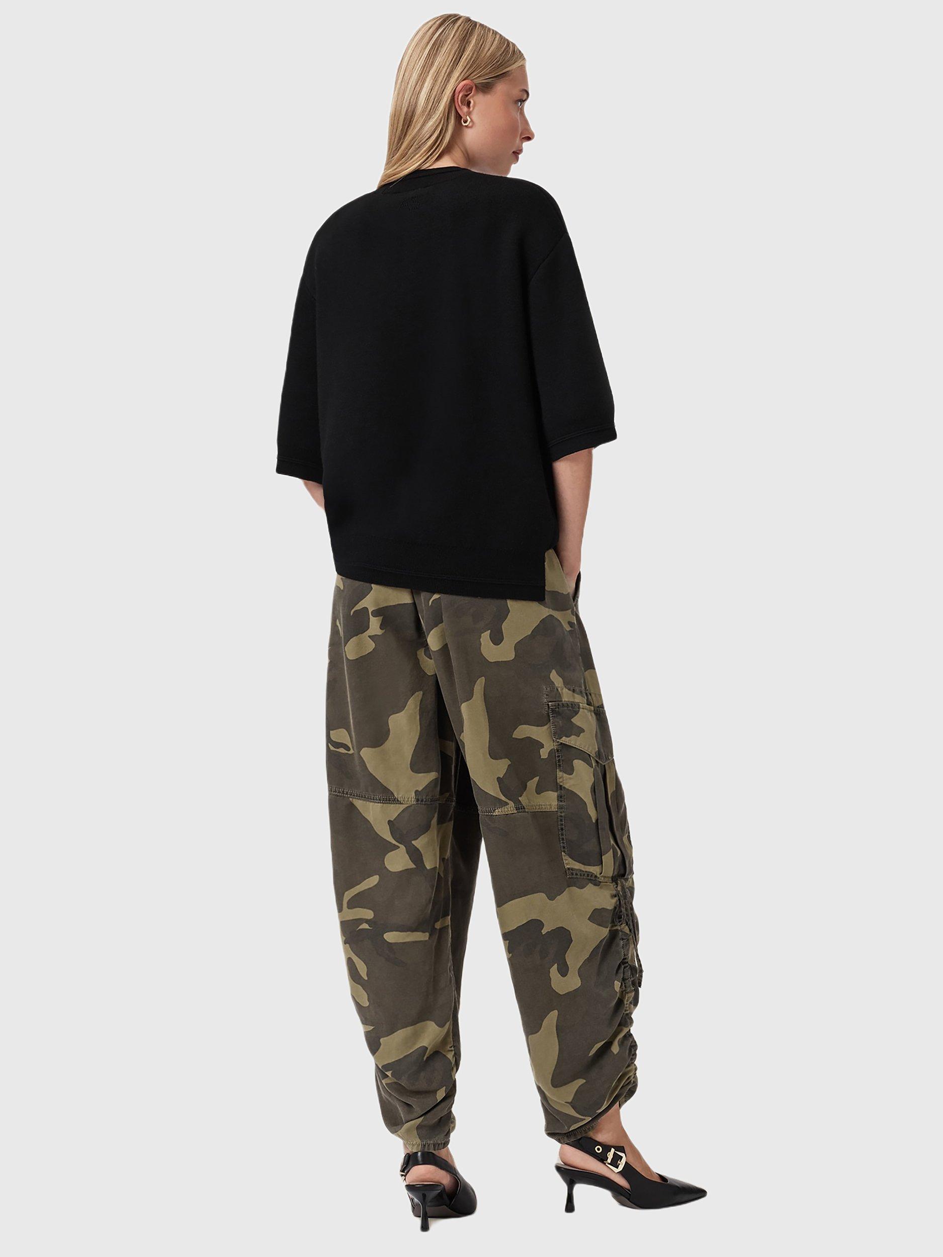 Product image 6 of 7, which shows AllSaints Kaye Mid Rise Cargo Trousers, Camo Green, XS