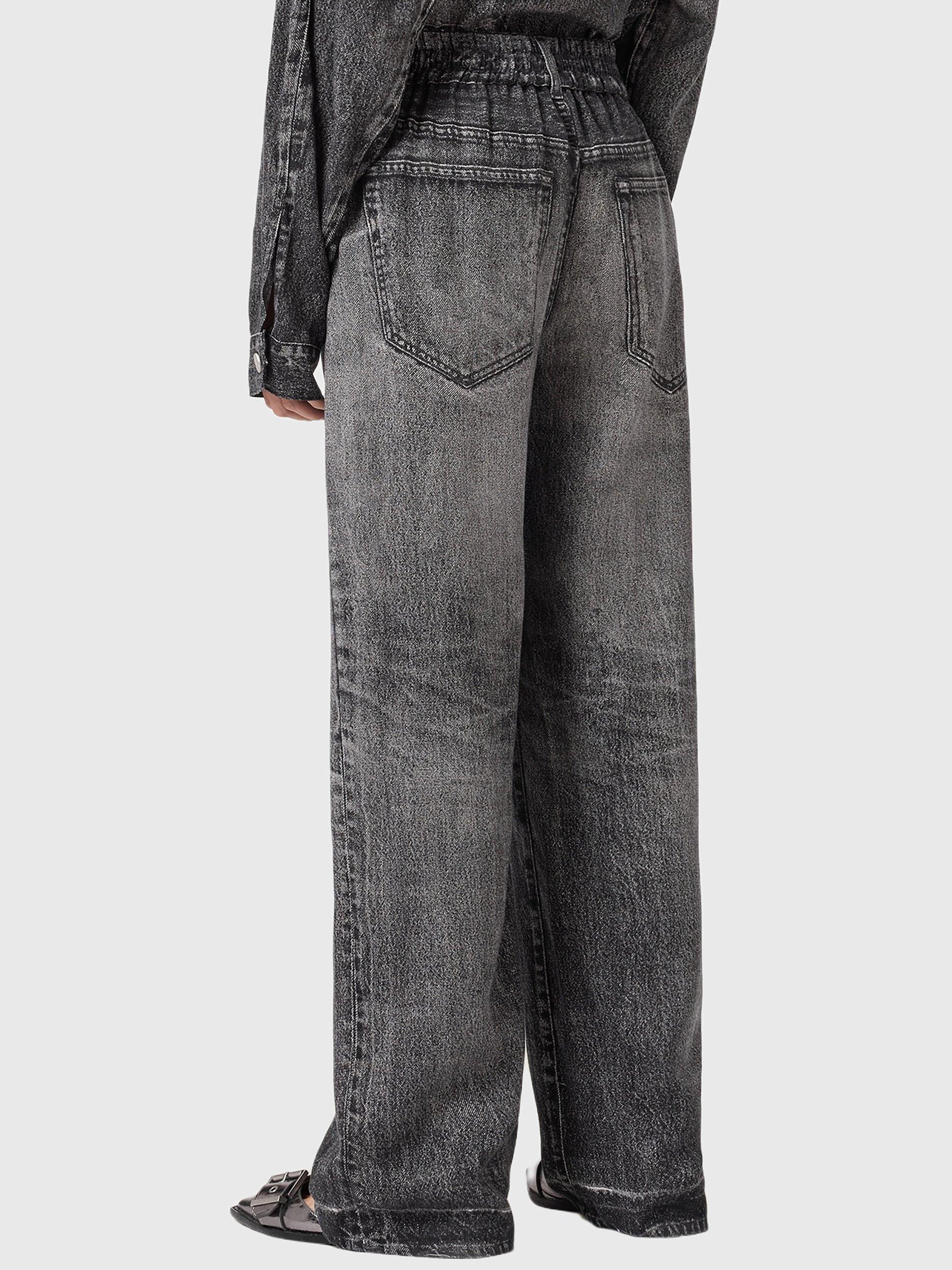 Product image 2 of 9, which shows AllSaints Tyler Wide Leg Jeans, Black, 8