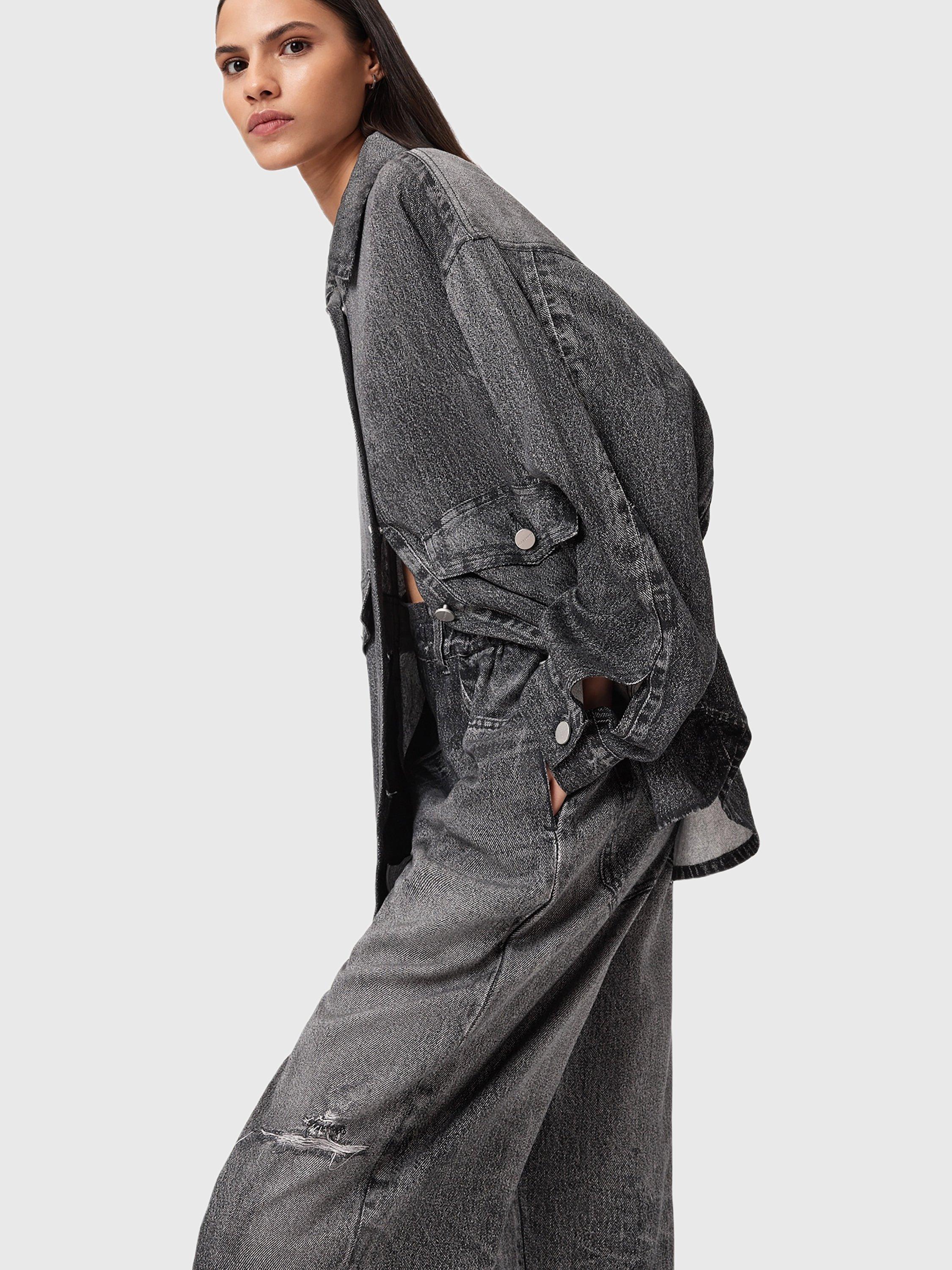 Product image 8 of 9, which shows AllSaints Tyler Wide Leg Jeans, Black, 8