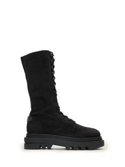 AllSaints Jay Lace Up Leather Calf Boots, Nearly Black, Nearly Black