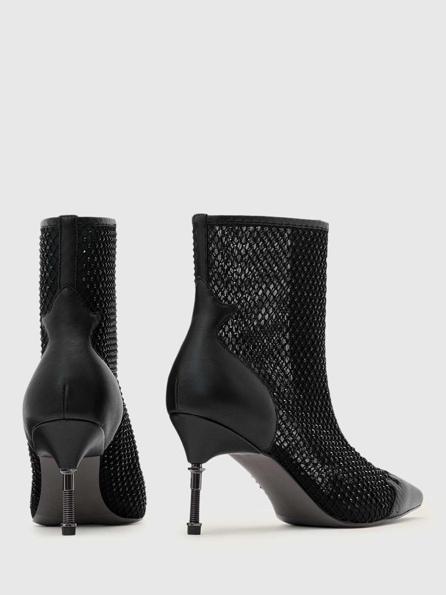 Product image 5 of 5, which shows AllSaints Natasha Mesh Heeled Boots, Black, EU36