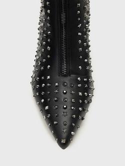 AllSaints Natasha Stud Heeled Boots, Black - view 2, Black