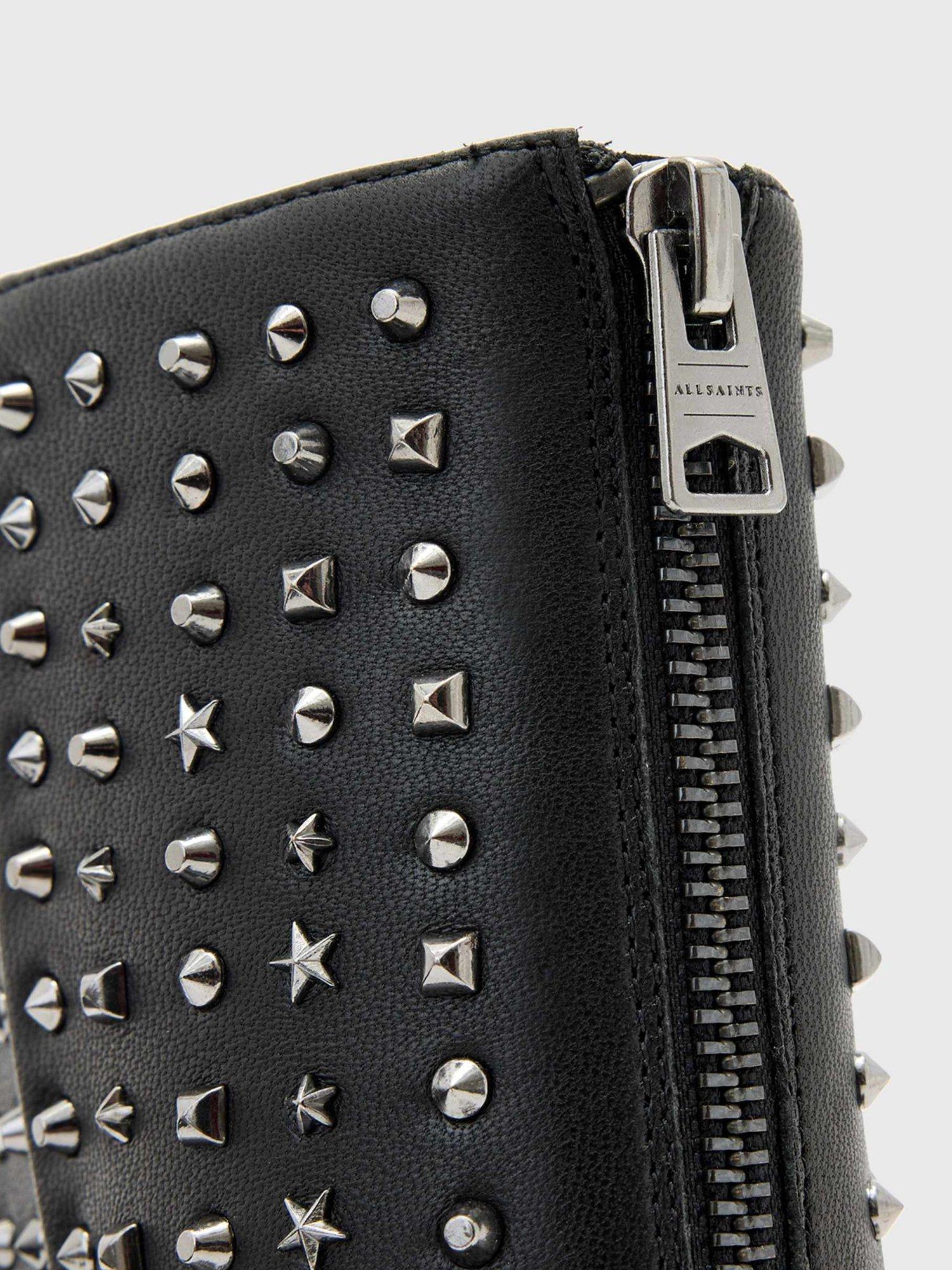 Product image 4 of 5, which shows AllSaints Natasha Stud Heeled Boots, Black, EU37