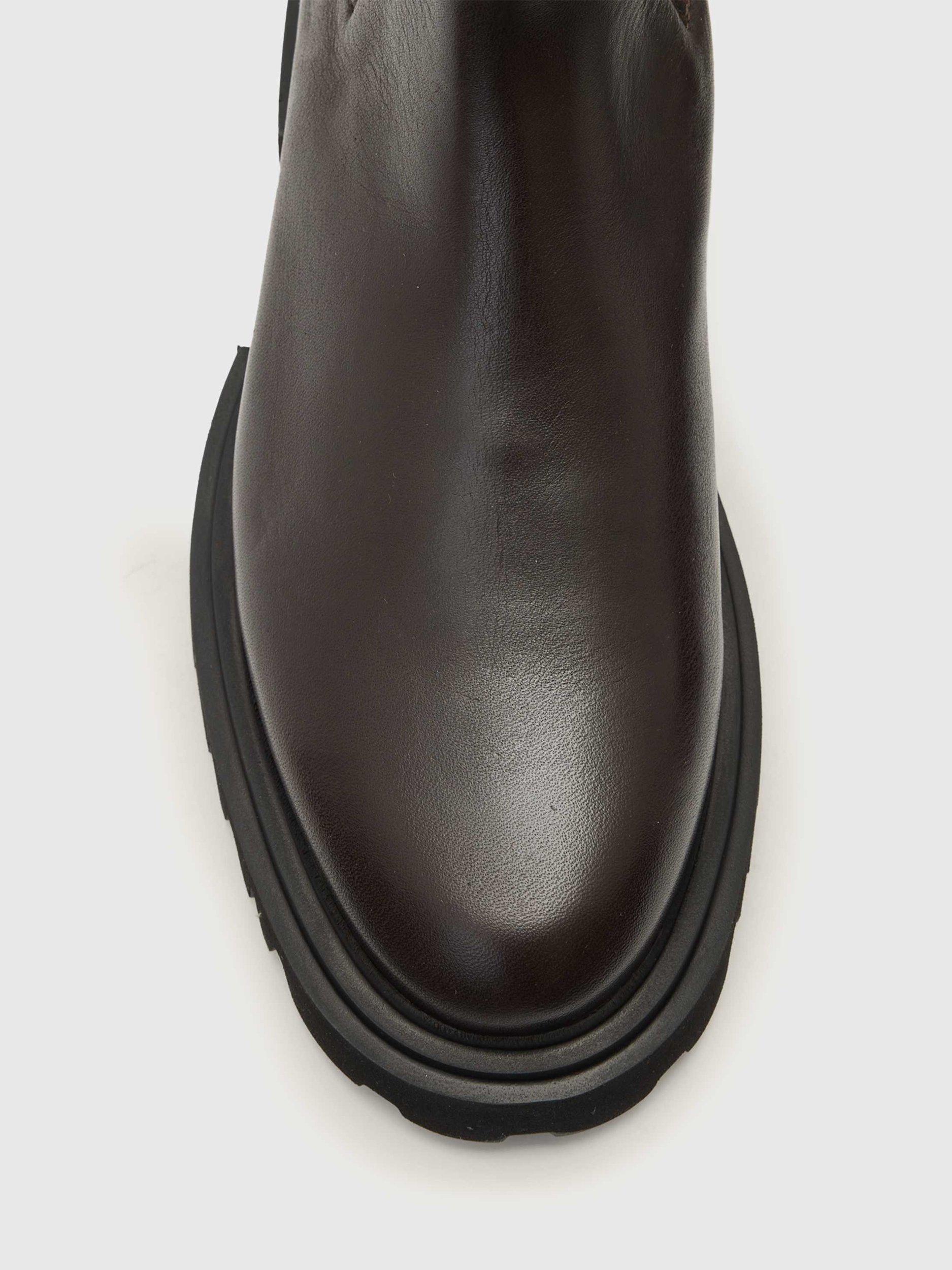 Product image 2 of 5, which shows AllSaints Hallie Leather Calf Boots, Brown Mid EU36