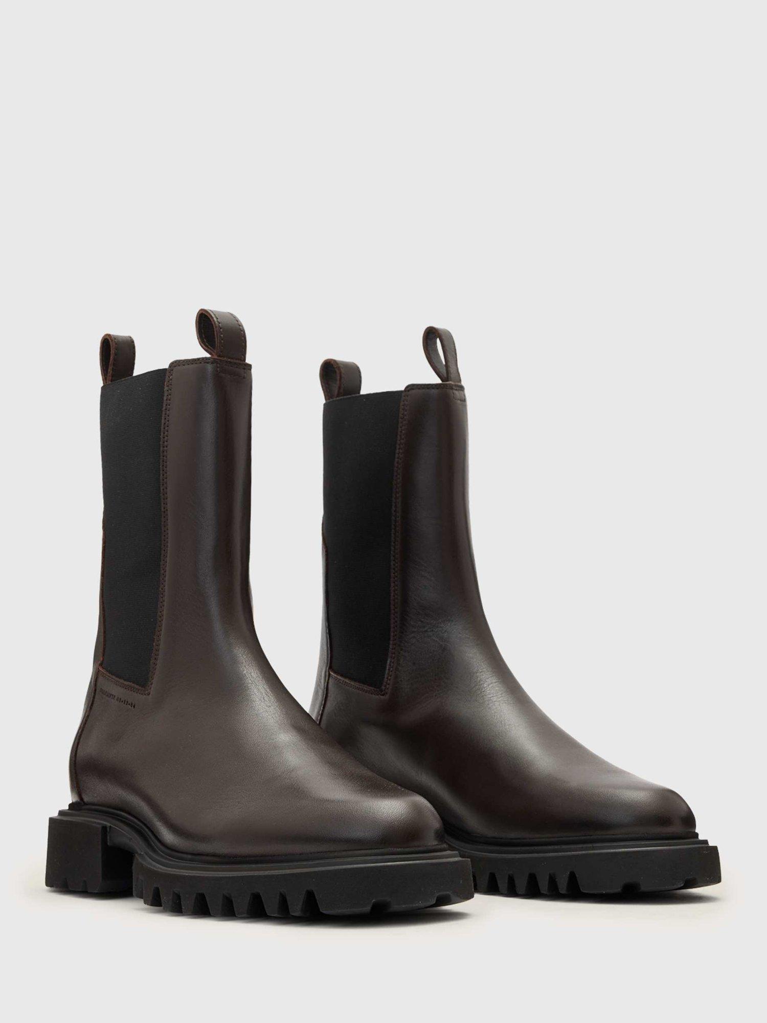 Product image 3 of 5, which shows AllSaints Hallie Leather Calf Boots, Brown Mid EU36