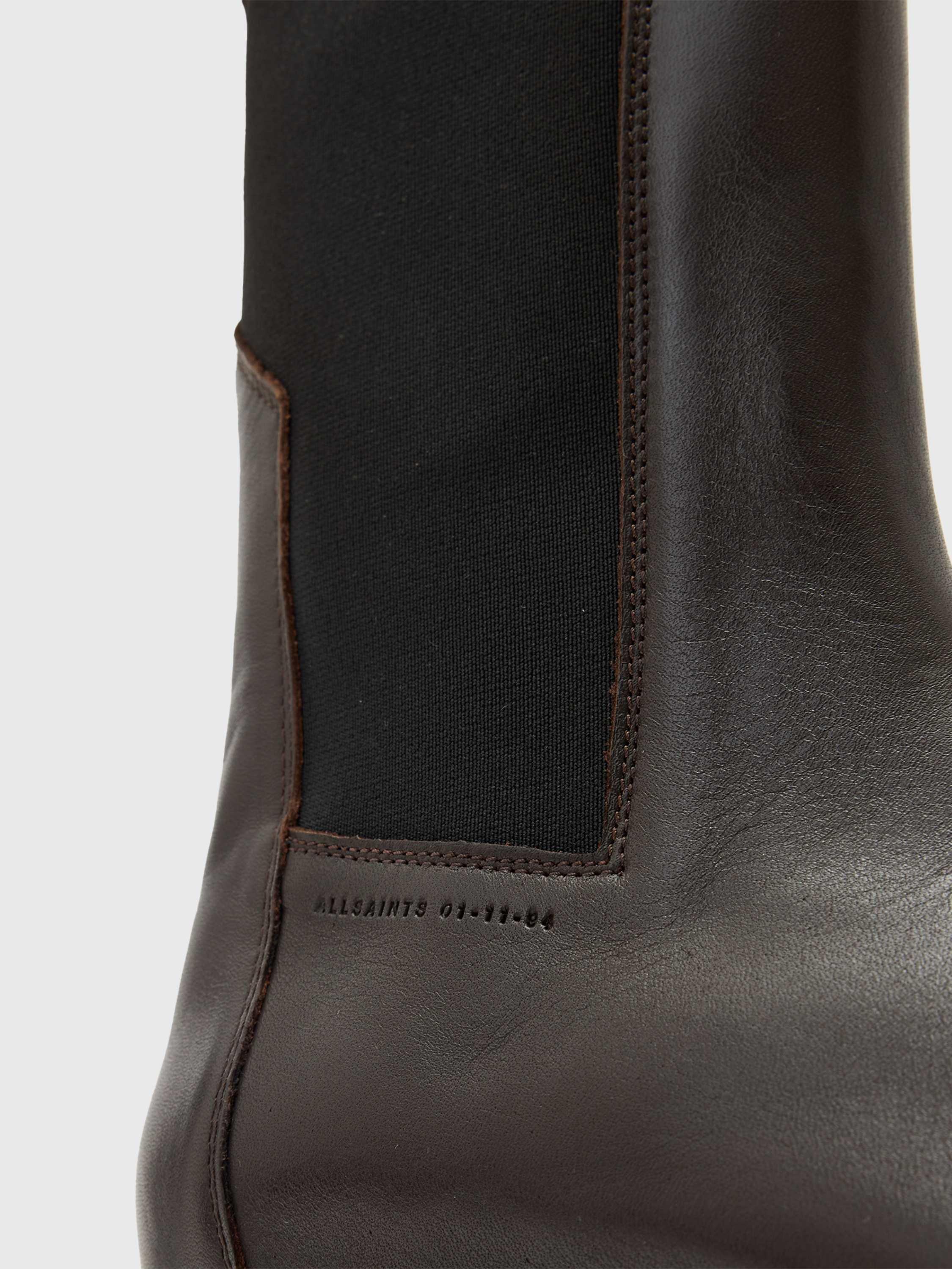 Product image 4 of 5, which shows AllSaints Hallie Leather Calf Boots, Brown Mid EU36