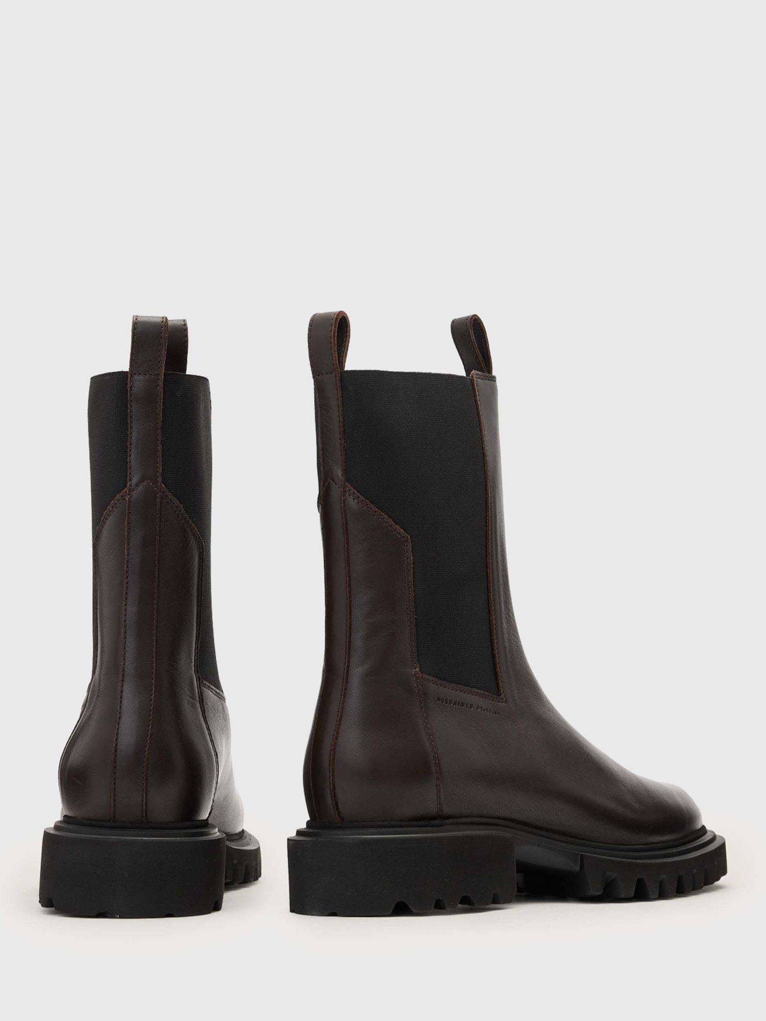 Product image 5 of 5, which shows AllSaints Hallie Leather Calf Boots, Brown Mid EU36