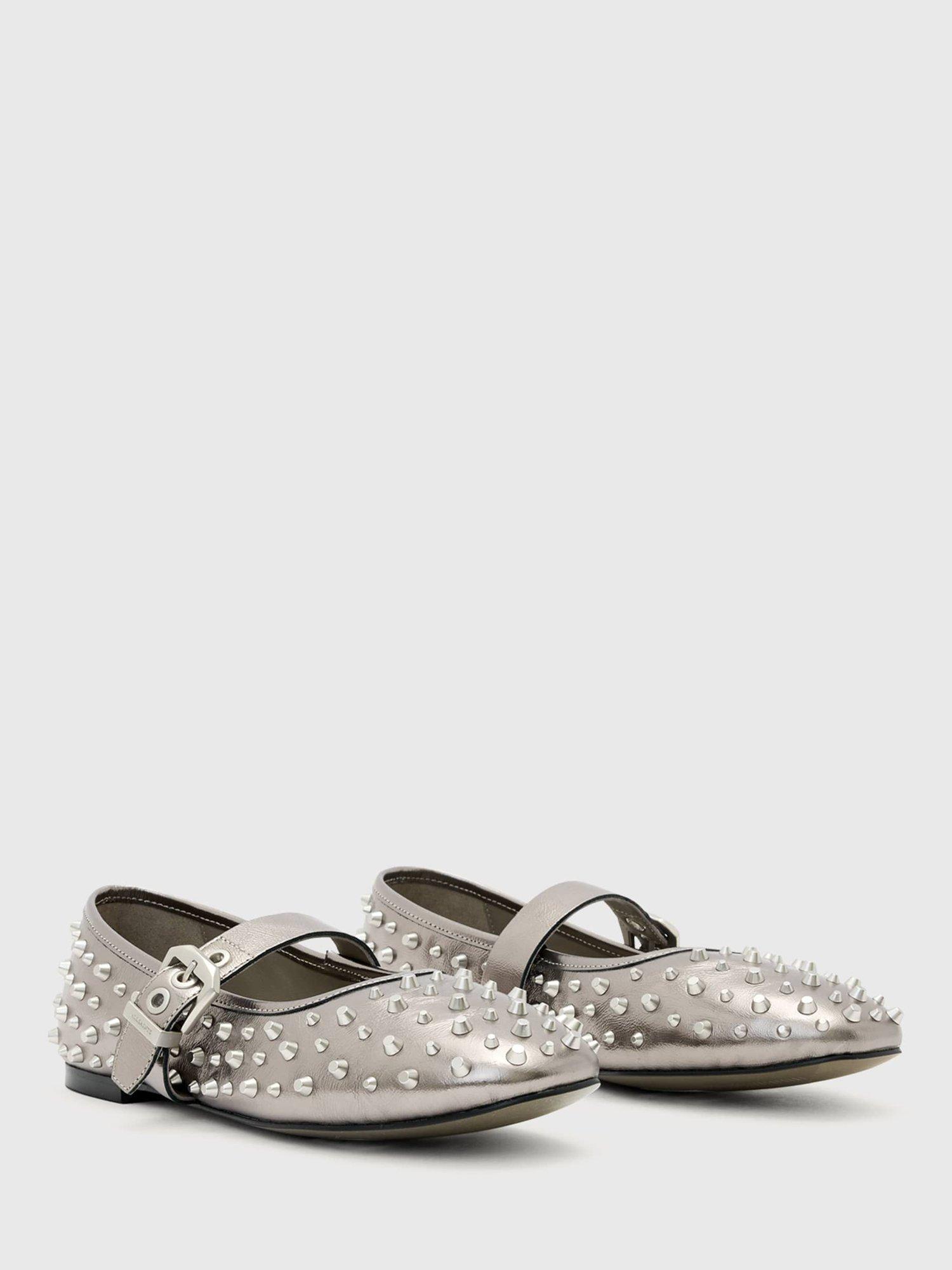 Product image 3 of 5, which shows AllSaints Holly Stud Shoes, Grey, EU37