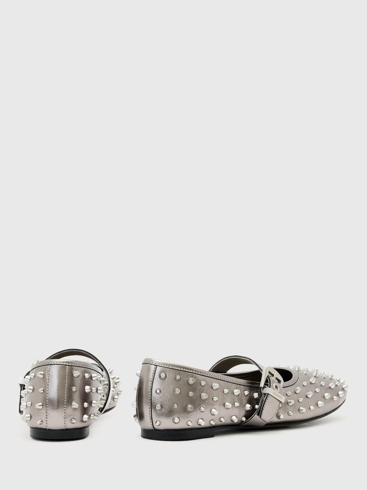 Product image 5 of 5, which shows AllSaints Holly Stud Shoes, Grey, EU37