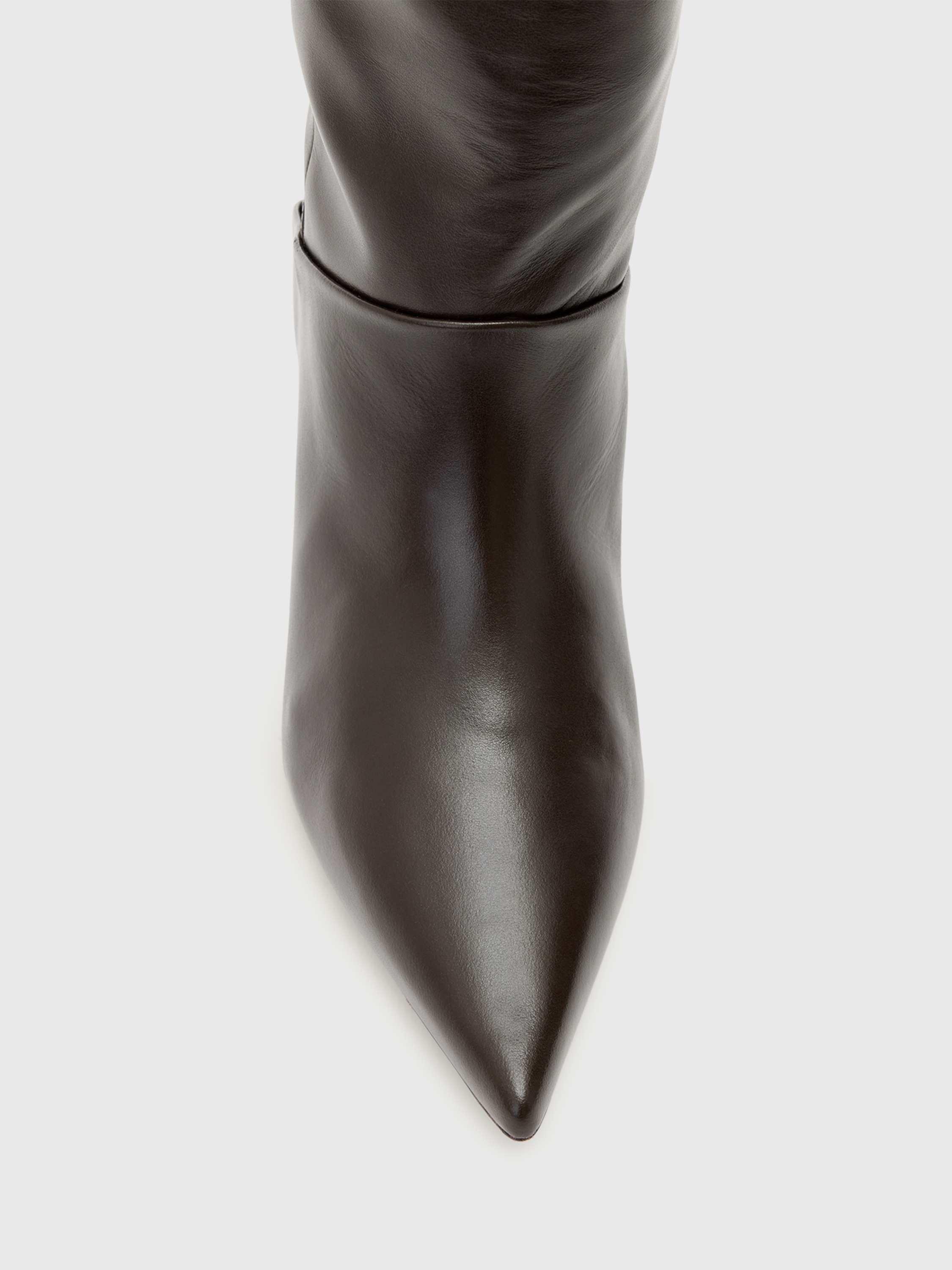 Product image 3 of 7, which shows AllSaints Odyssey Leather Knee High Boots, Brown Mid, 7