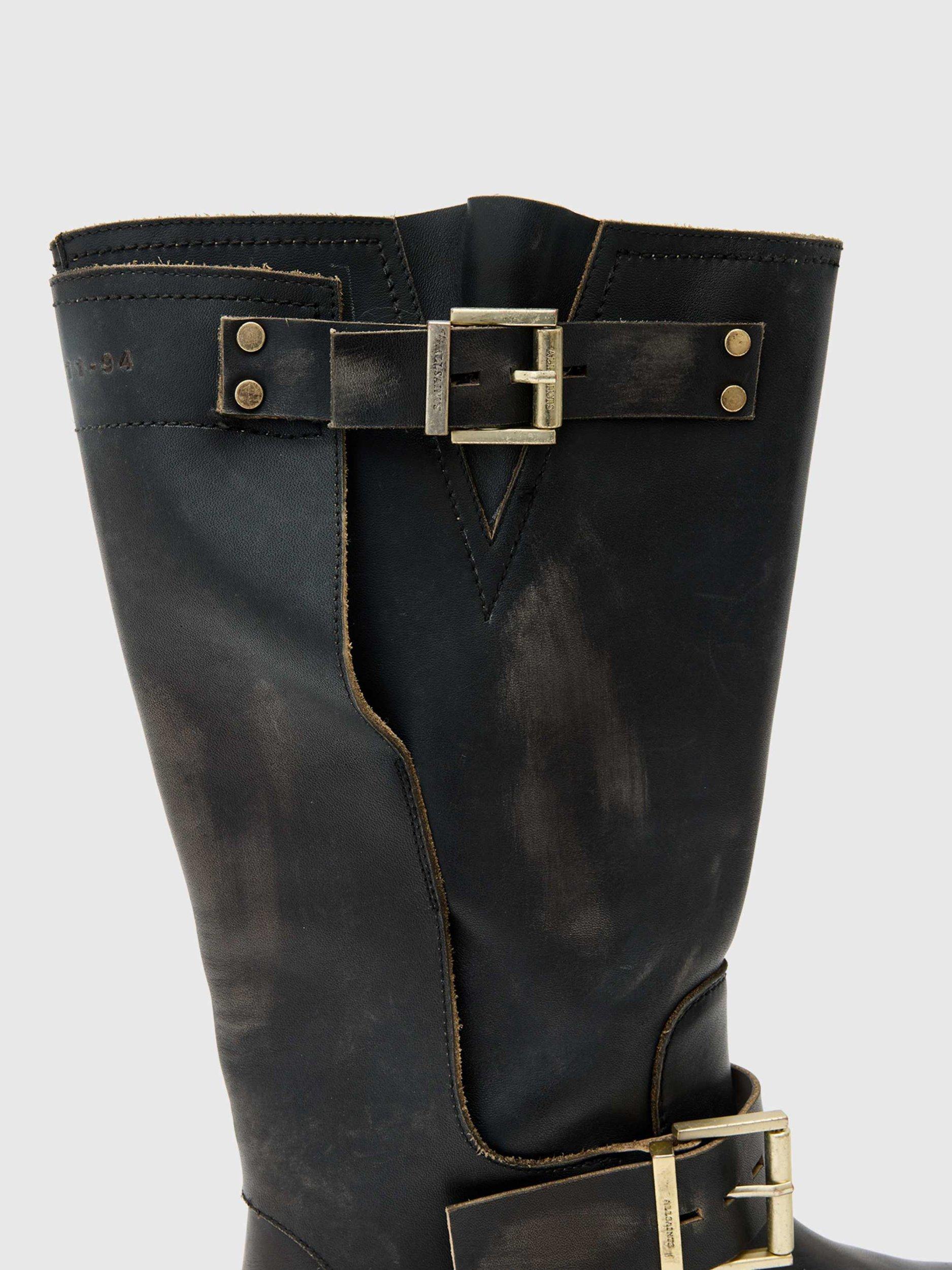 Product image 5 of 8, which shows AllSaints Tay Leather Biker Boots, Dark Brown, EU37