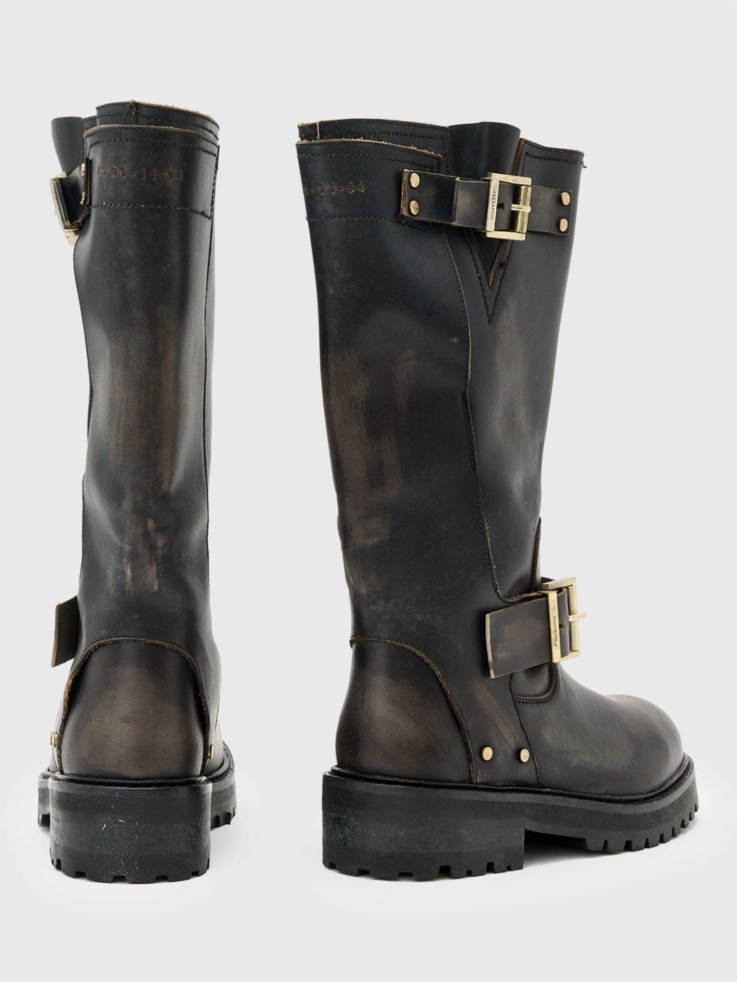 Product image 6 of 8, which shows AllSaints Tay Leather Biker Boots, Dark Brown, EU37