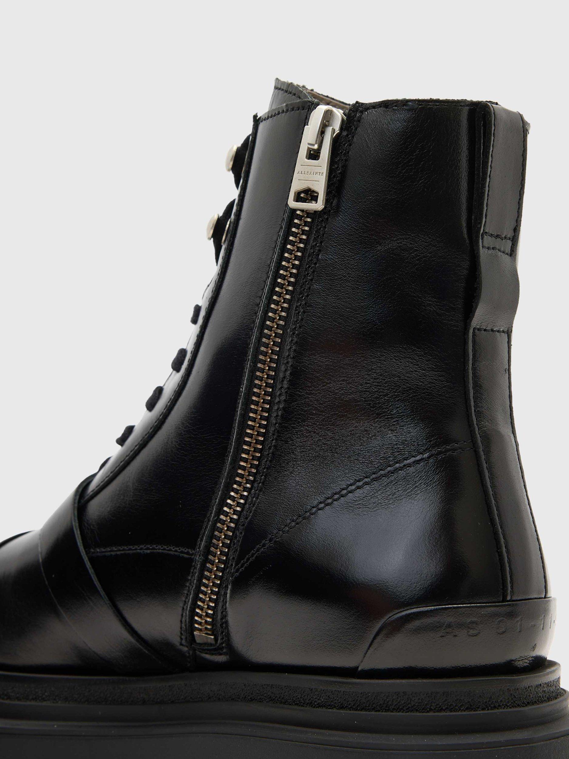 Product image 4 of 5, which shows AllSaints Astrid Leather Boots, Black, EU41