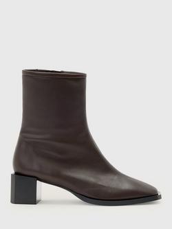 AllSaints Avril Leather Ankle Boots, Brown, Brown Mid