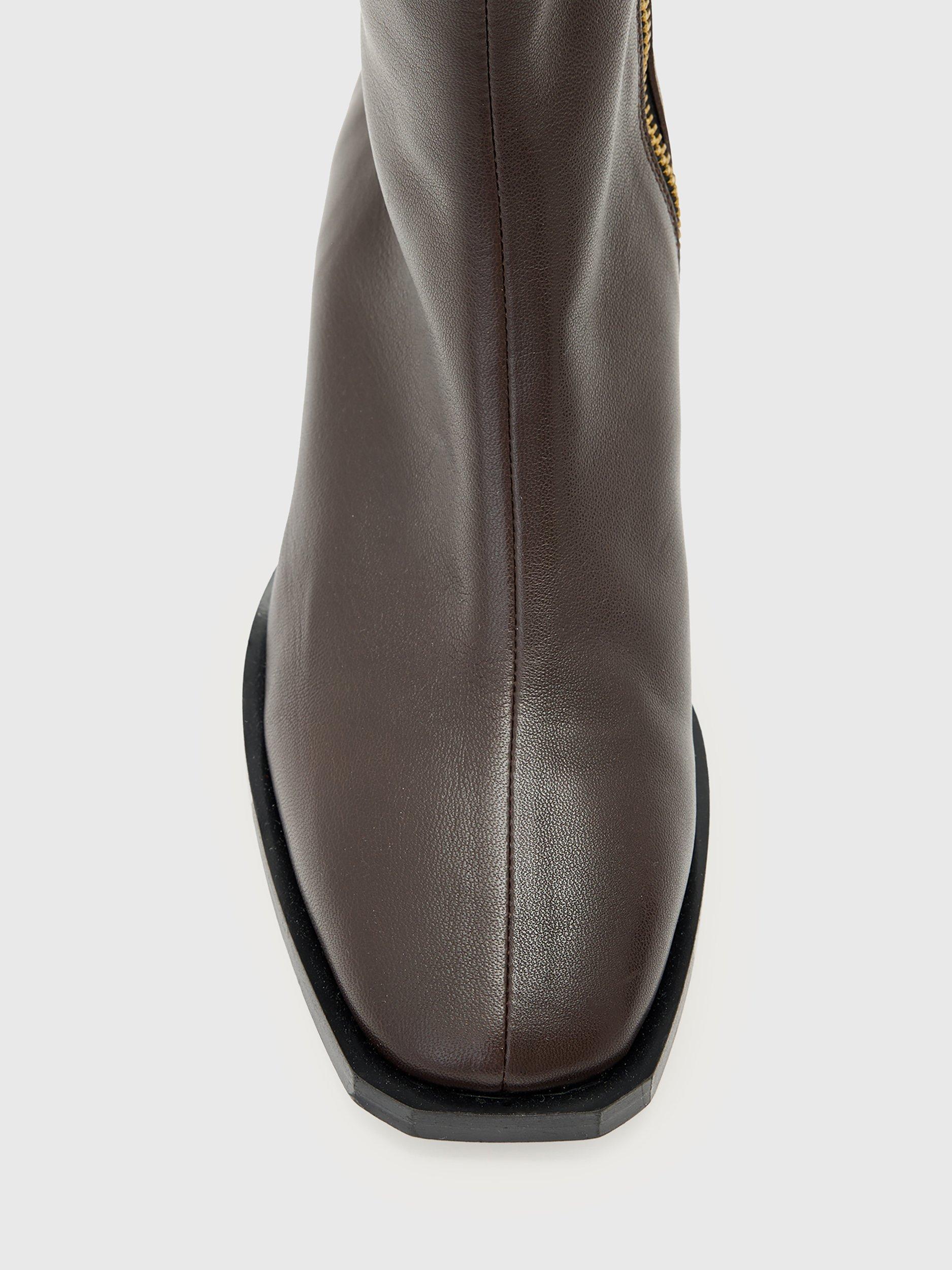 Product image 3 of 6, which shows AllSaints Avril Leather Ankle Boots, Brown Mid, EU38