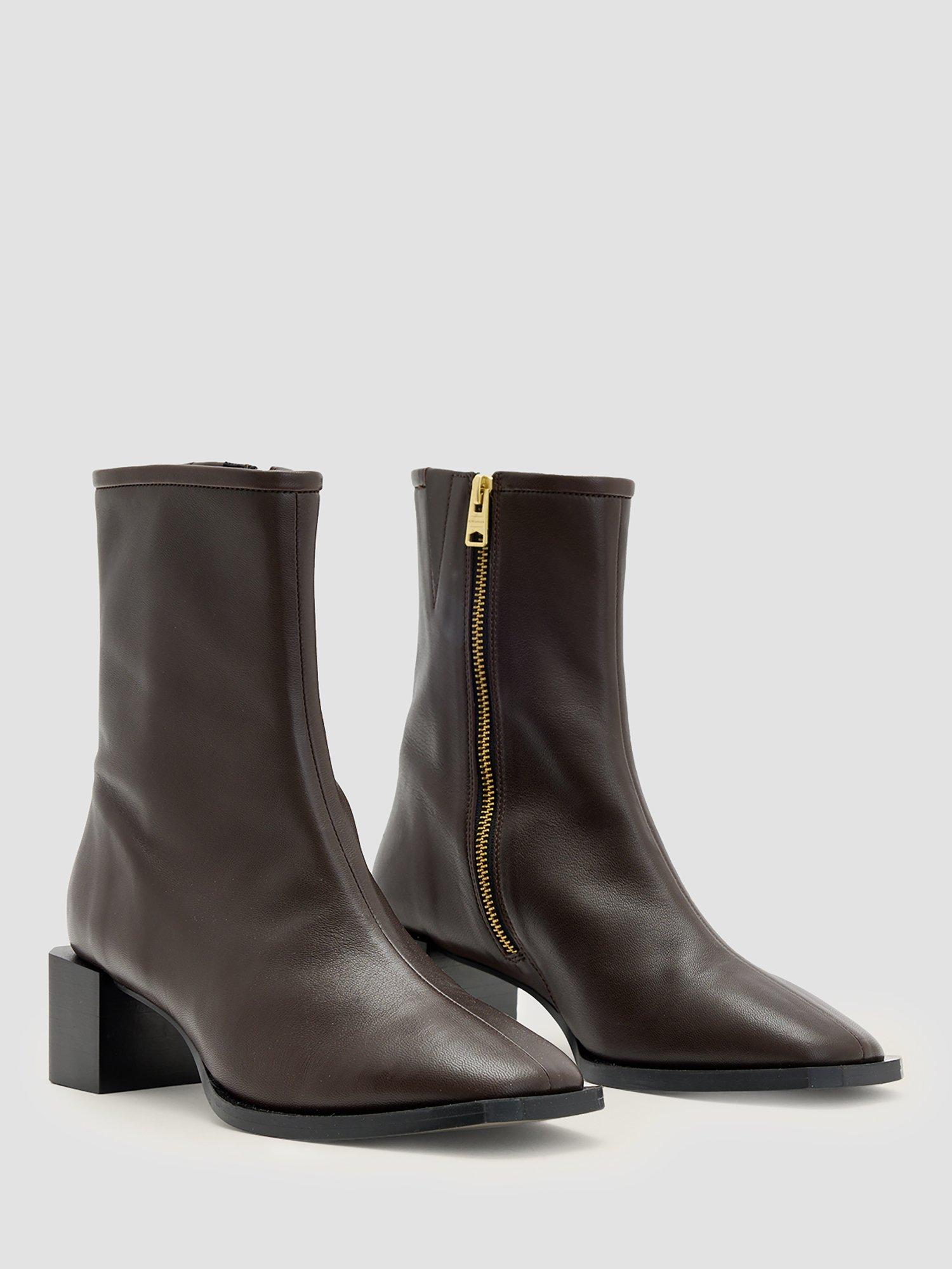 Product image 4 of 6, which shows AllSaints Avril Leather Ankle Boots, Brown Mid, EU38