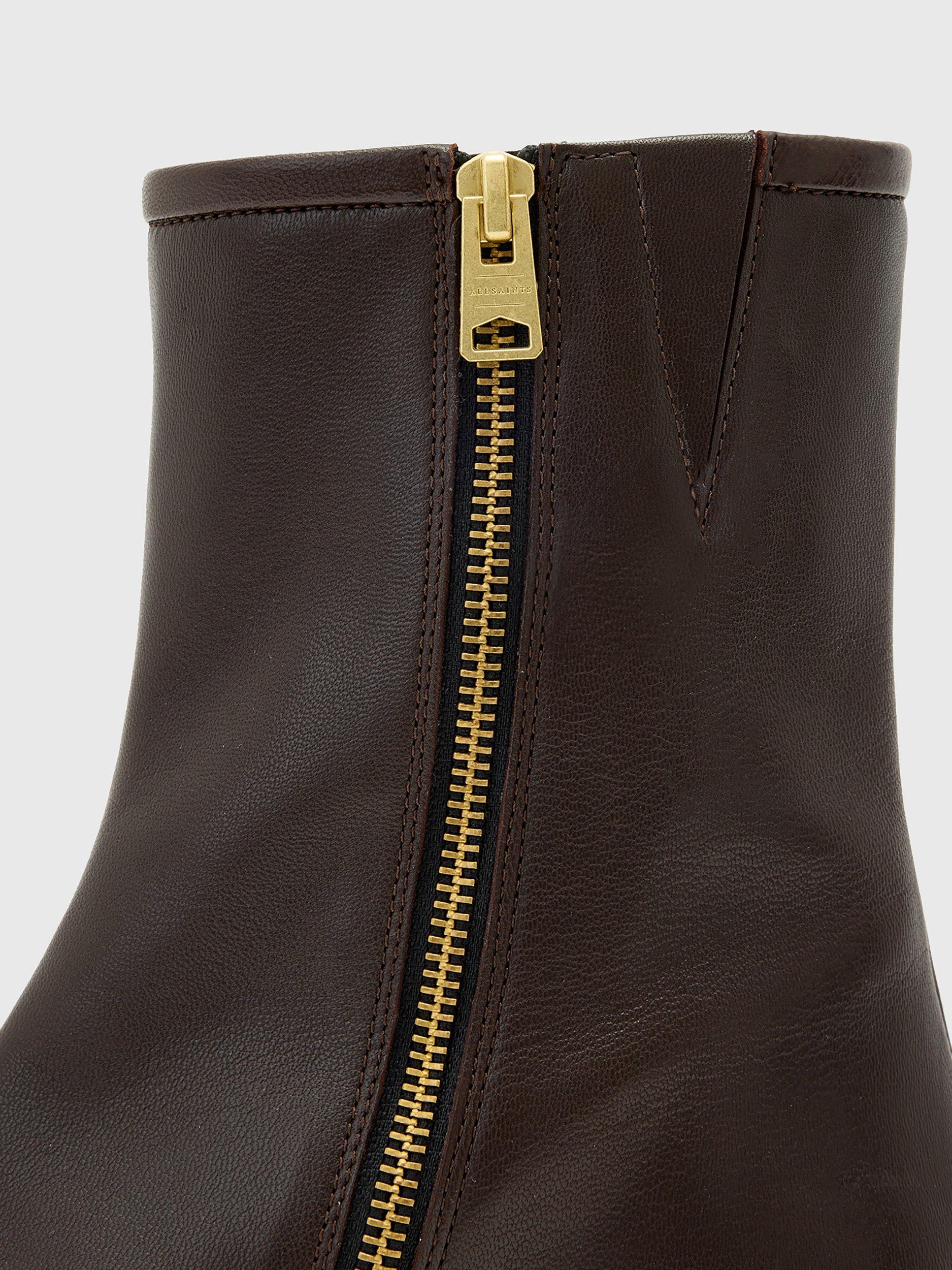 Product image 5 of 6, which shows AllSaints Avril Leather Ankle Boots, Brown Mid, EU38