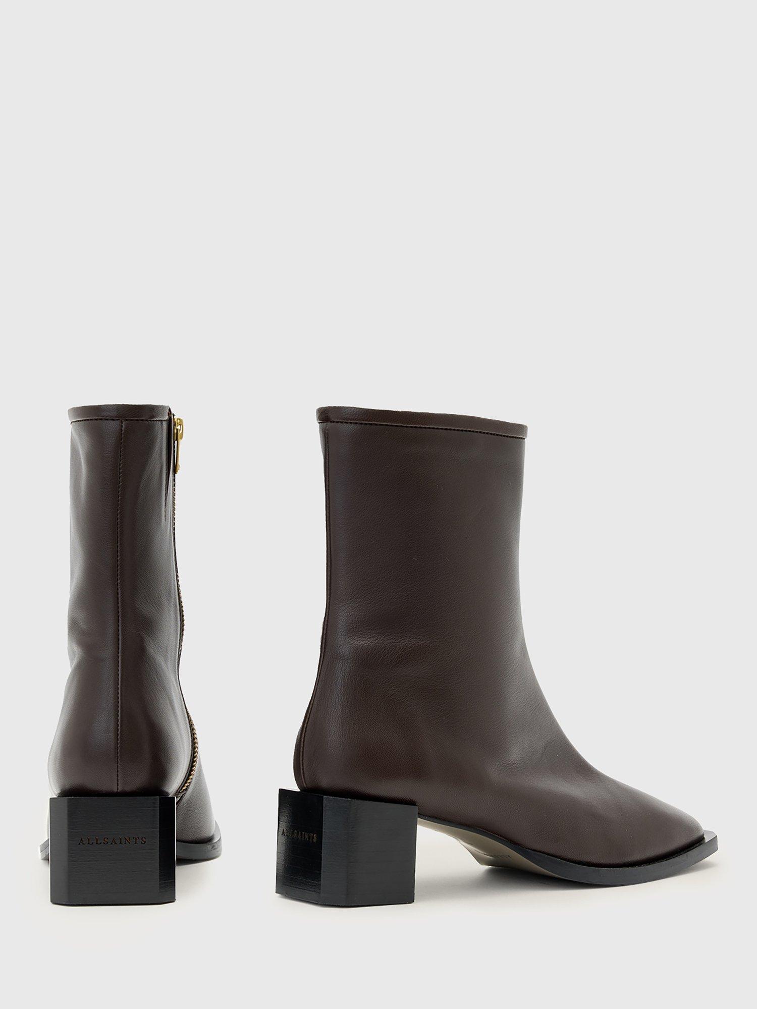 Product image 6 of 6, which shows AllSaints Avril Leather Ankle Boots, Brown Mid, EU38