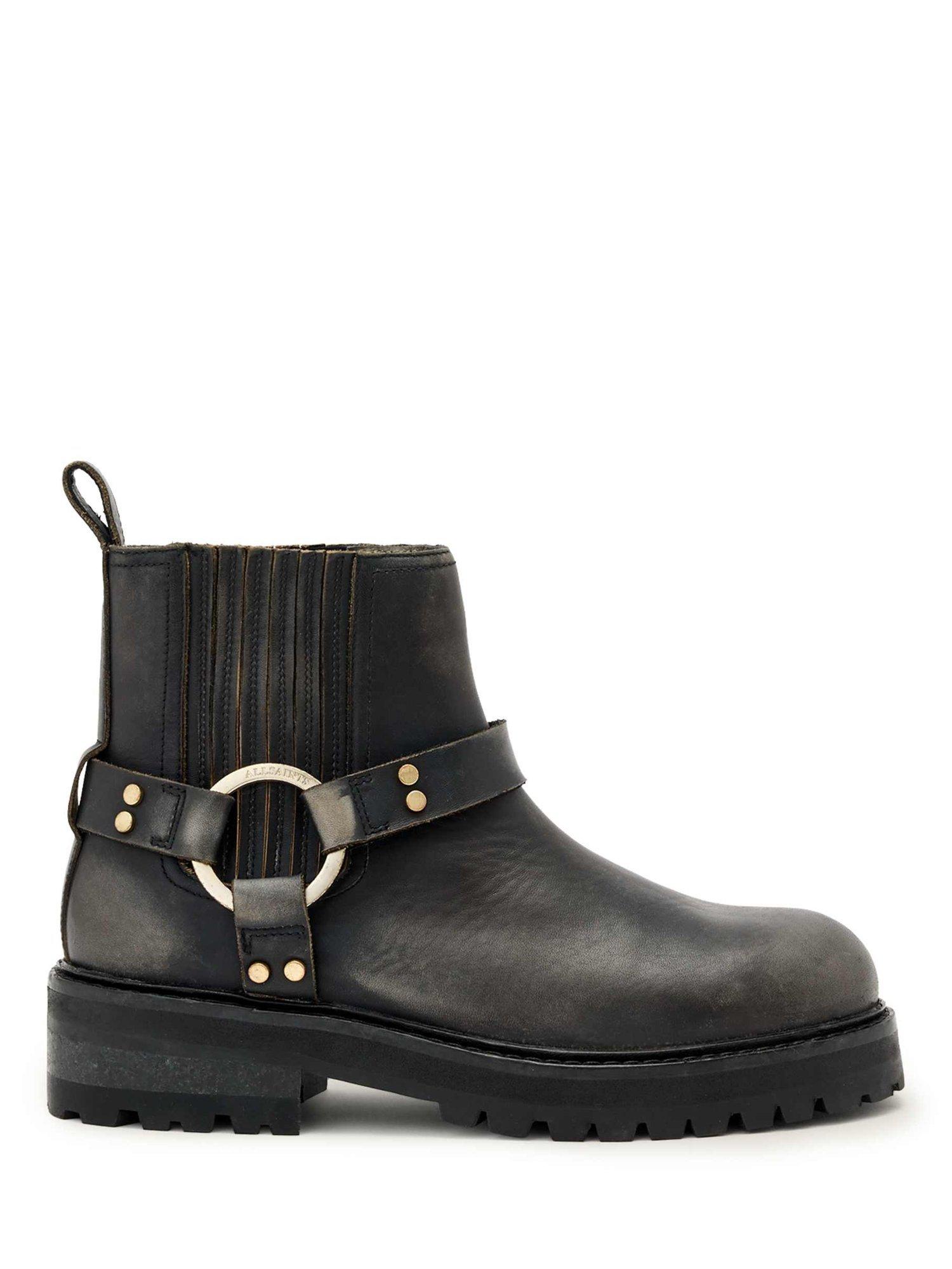 Product image 1 of 4, which shows AllSaints Maddie Leather Biker Boots, Brown, 4
